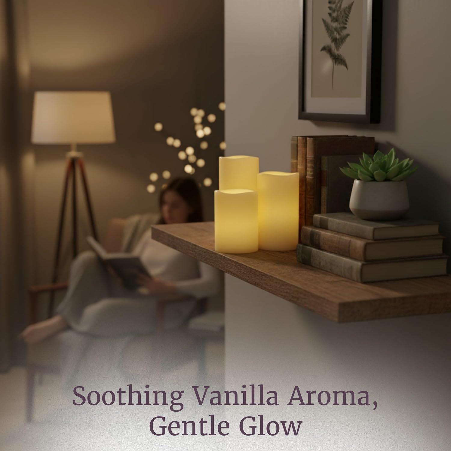 imageLavish Home 3Piece Battery Operated Candles Set LED Flameless Candles Battery Operated with Remote Controlled Real Wax for Home Wedding or Christmas Decor White