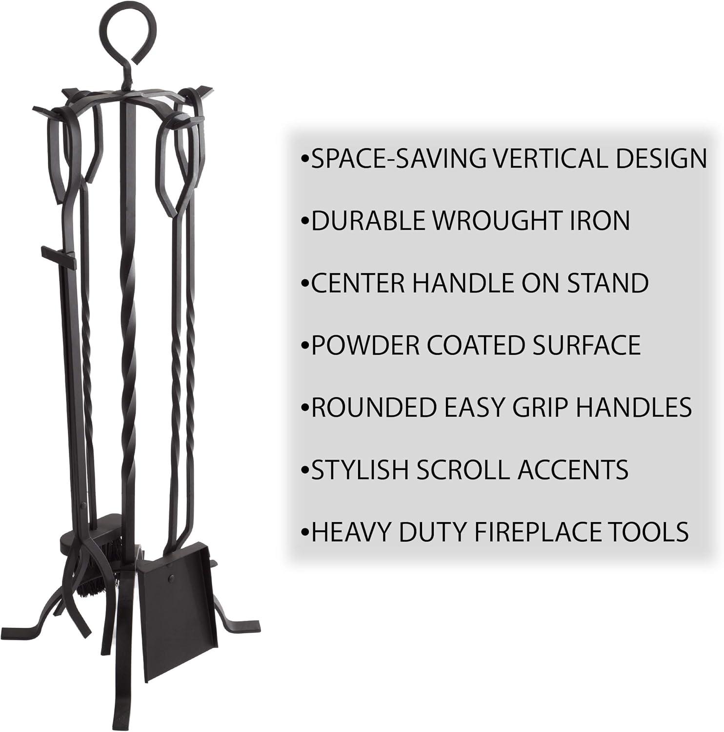 imageLavish Home 3Piece Fireplace Tool Set Medieval Knight Cast Iron Statue Holds Heavy Duty Essential Tools Includes Shovel Broom ampamp PokerTool Set