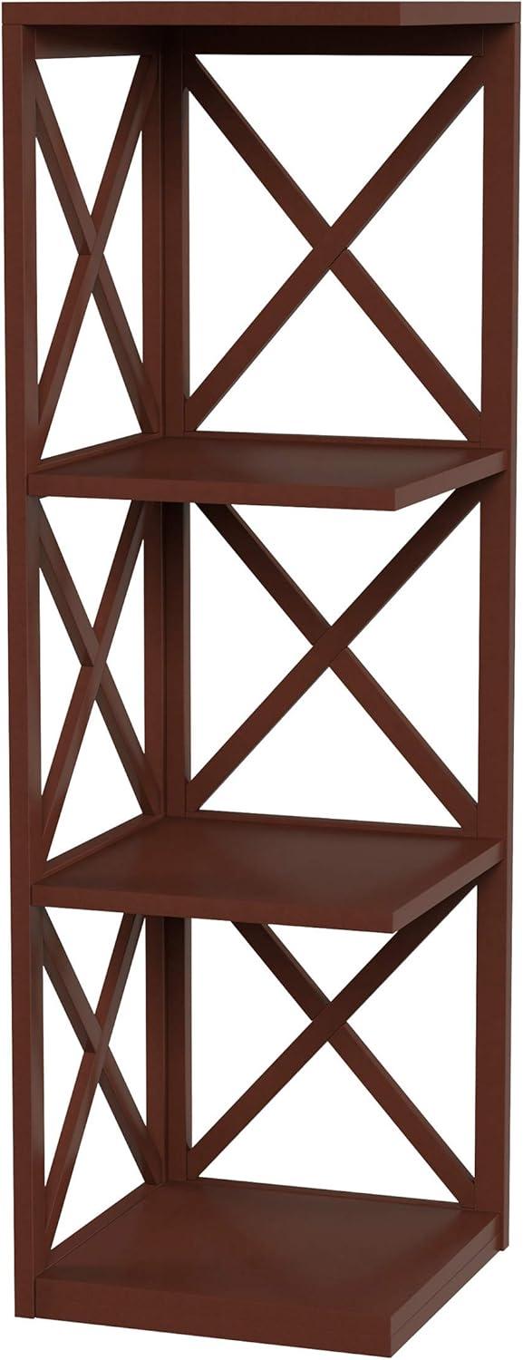 imageLavish Home 4Shelf Corner Bookcase Open CrissCross Style Etagere Brown