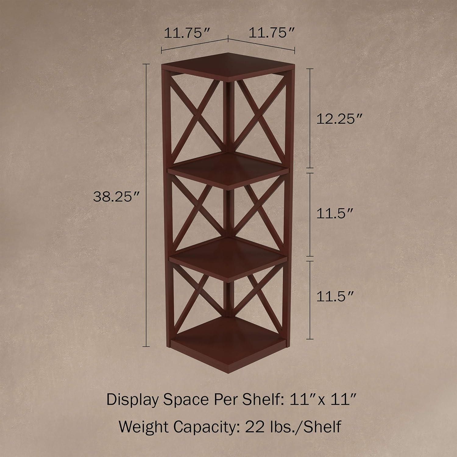 imageLavish Home 4Shelf Corner Bookcase Open CrissCross Style Etagere Brown