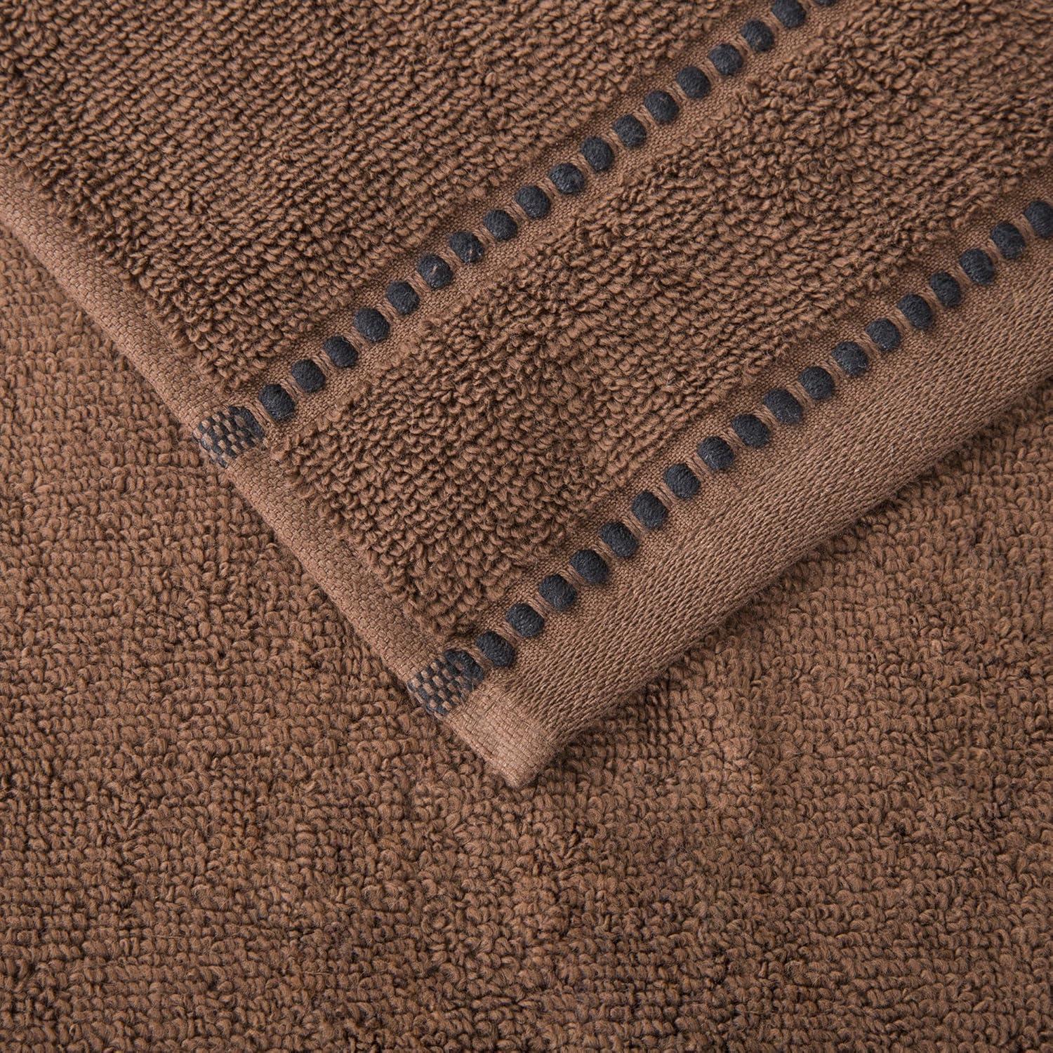imageLavish Home 6 Piece Bathroom Towels Set 525GSM 100 Cotton Bathroom Essentials 2 Bath Sheets 2 Hand Towels and 2 Wash Cloths for Bath Shower Gym Spa and Dorm Room Chocolate