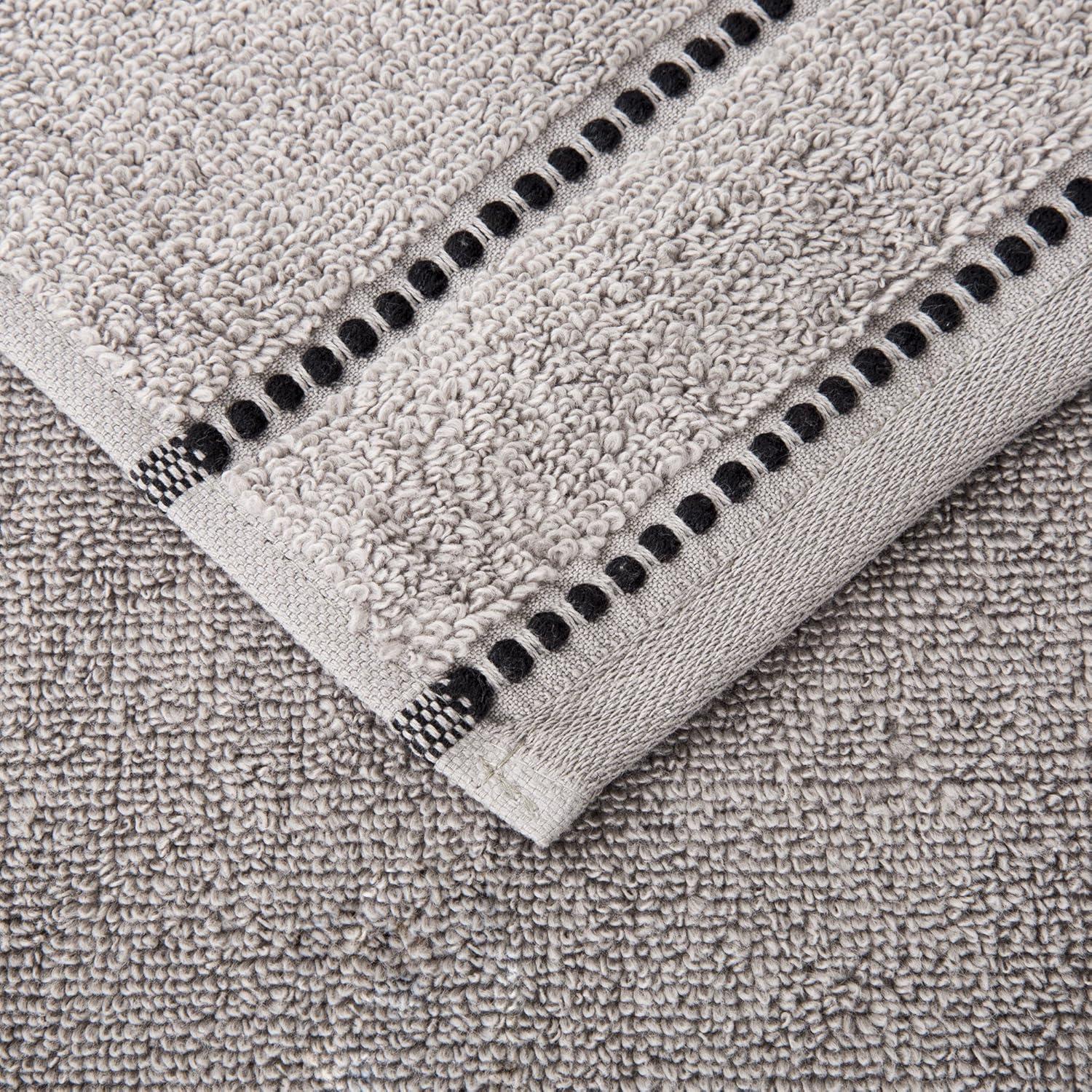 imageLavish Home 6 Piece Bathroom Towels Set 525GSM 100 Cotton Bathroom Essentials 2 Bath Sheets 2 Hand Towels and 2 Wash Cloths for Bath Shower Gym Spa and Dorm Room Silver Black