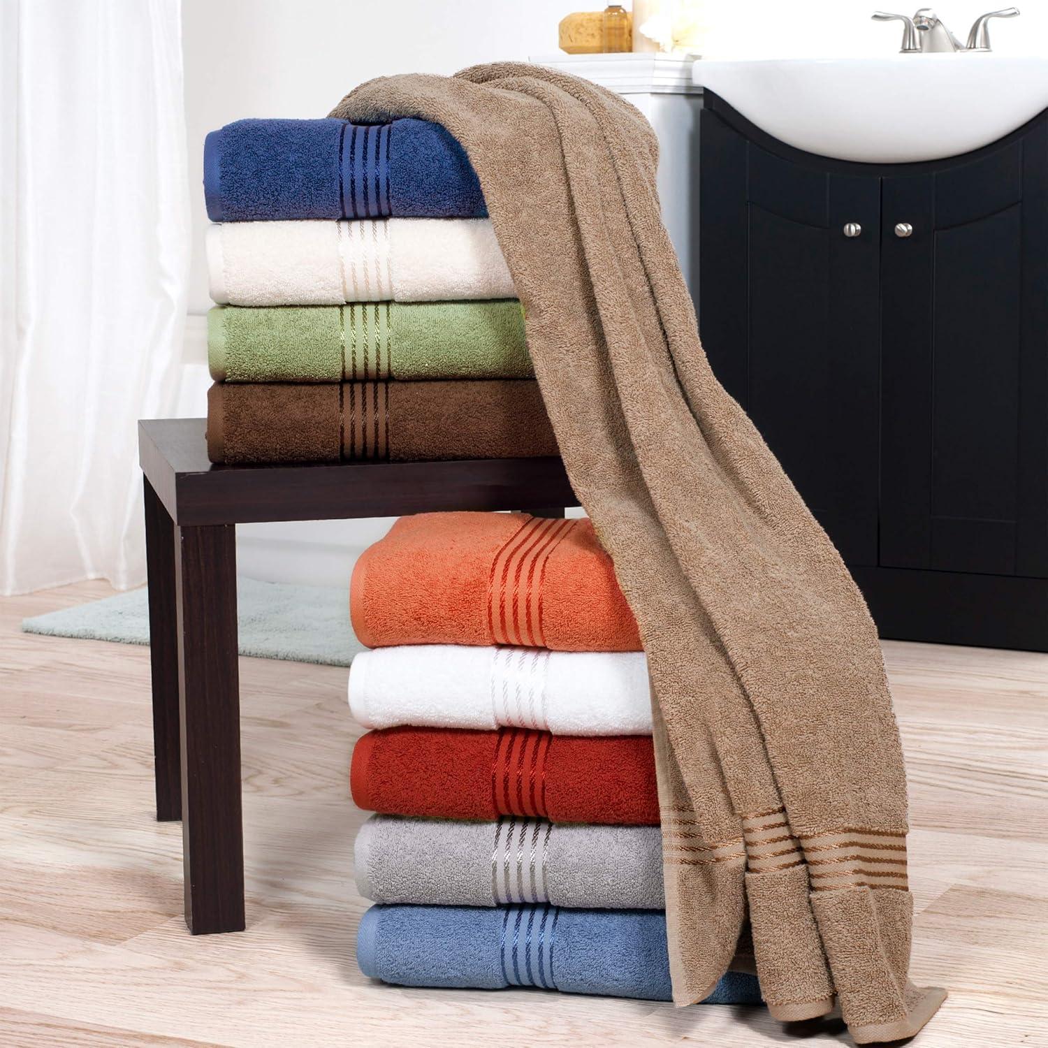 imageLavish Home 6 Piece Bathroom Towels Set 625GSM 100 Cotton Bathroom Essentials with 2 Absorbent Wash Cloths 2 Hand Cloths and 2 Bath Towel for Shower Gym Dorm and Spa GreenBrick