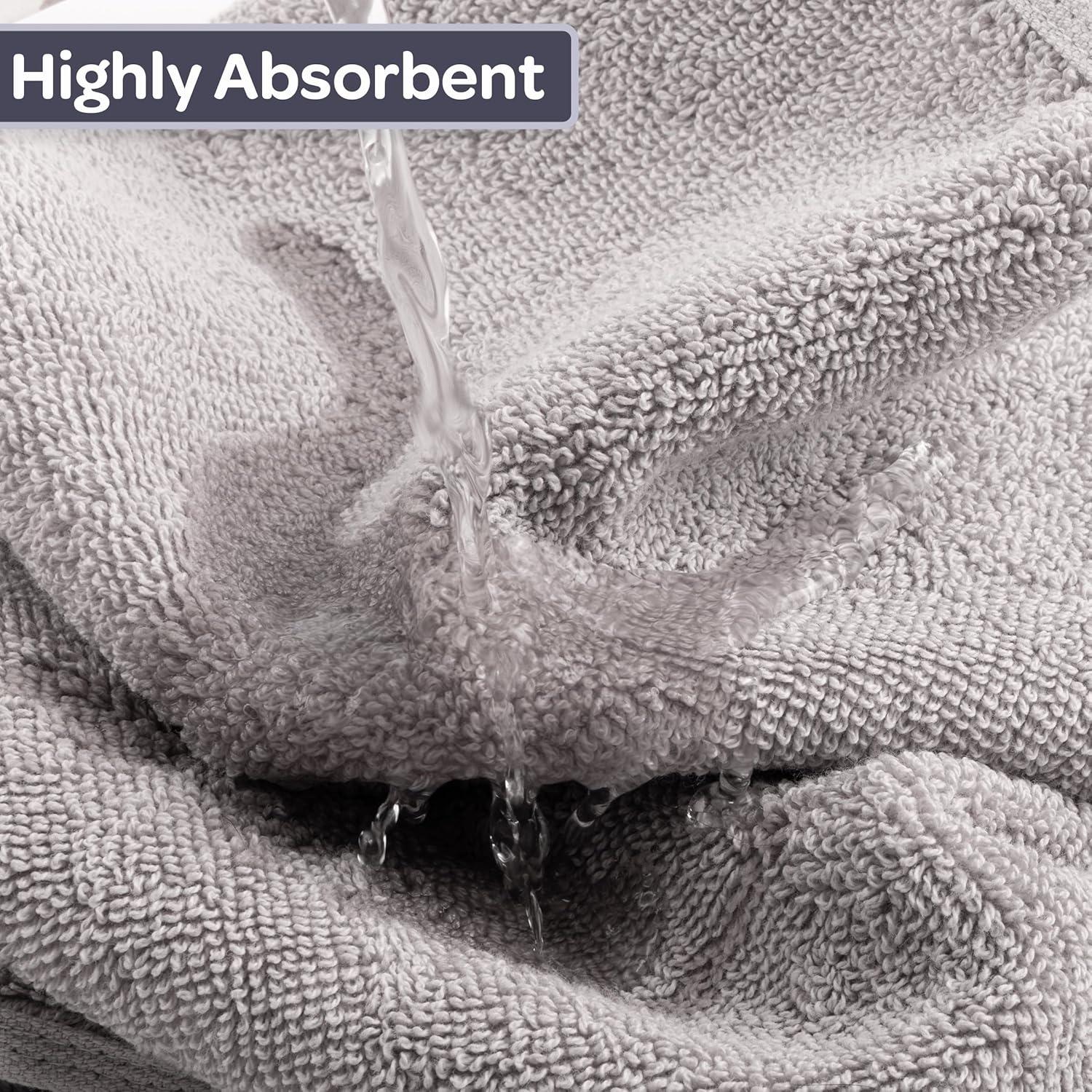 imageLavish Home 6 Piece Bathroom Towels Set 625GSM 100 Cotton Bathroom Essentials with 2 Absorbent Wash Cloths 2 Hand Cloths and 2 Bath Towel for Shower Gym Dorm and Spa GreenSilver