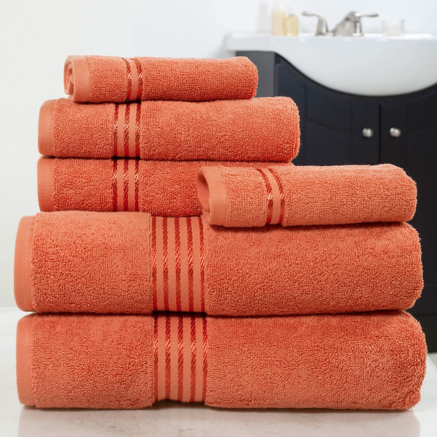 imageLavish Home 6 Piece Bathroom Towels Set 625GSM 100 Cotton Bathroom Essentials with 2 Absorbent Wash Cloths 2 Hand Cloths and 2 Bath Towel for Shower Gym Dorm and Spa GreenBrick