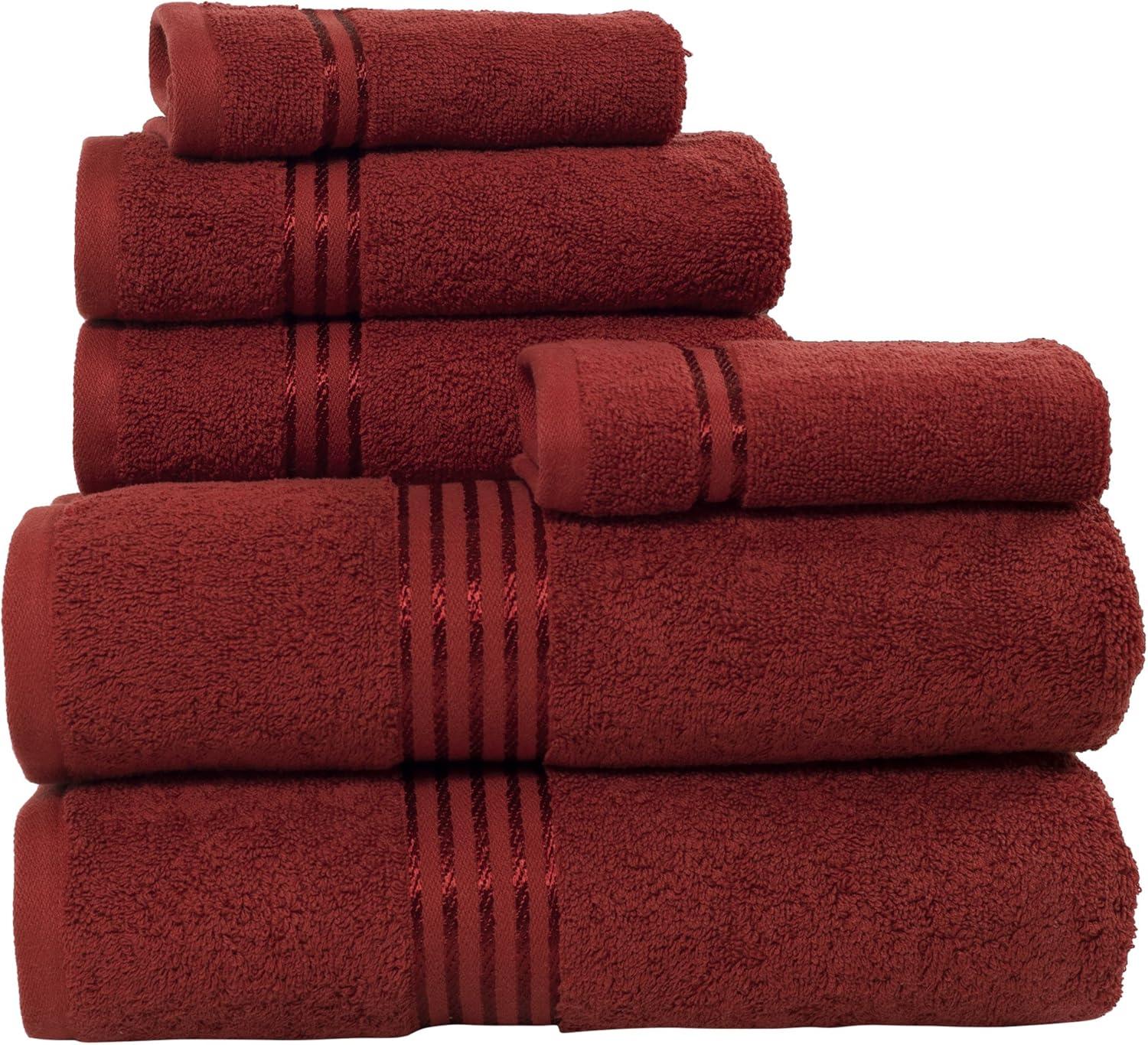 imageLavish Home 6 Piece Bathroom Towels Set 625GSM 100 Cotton Bathroom Essentials with 2 Absorbent Wash Cloths 2 Hand Cloths and 2 Bath Towel for Shower Gym Dorm and Spa GreenBurgundy
