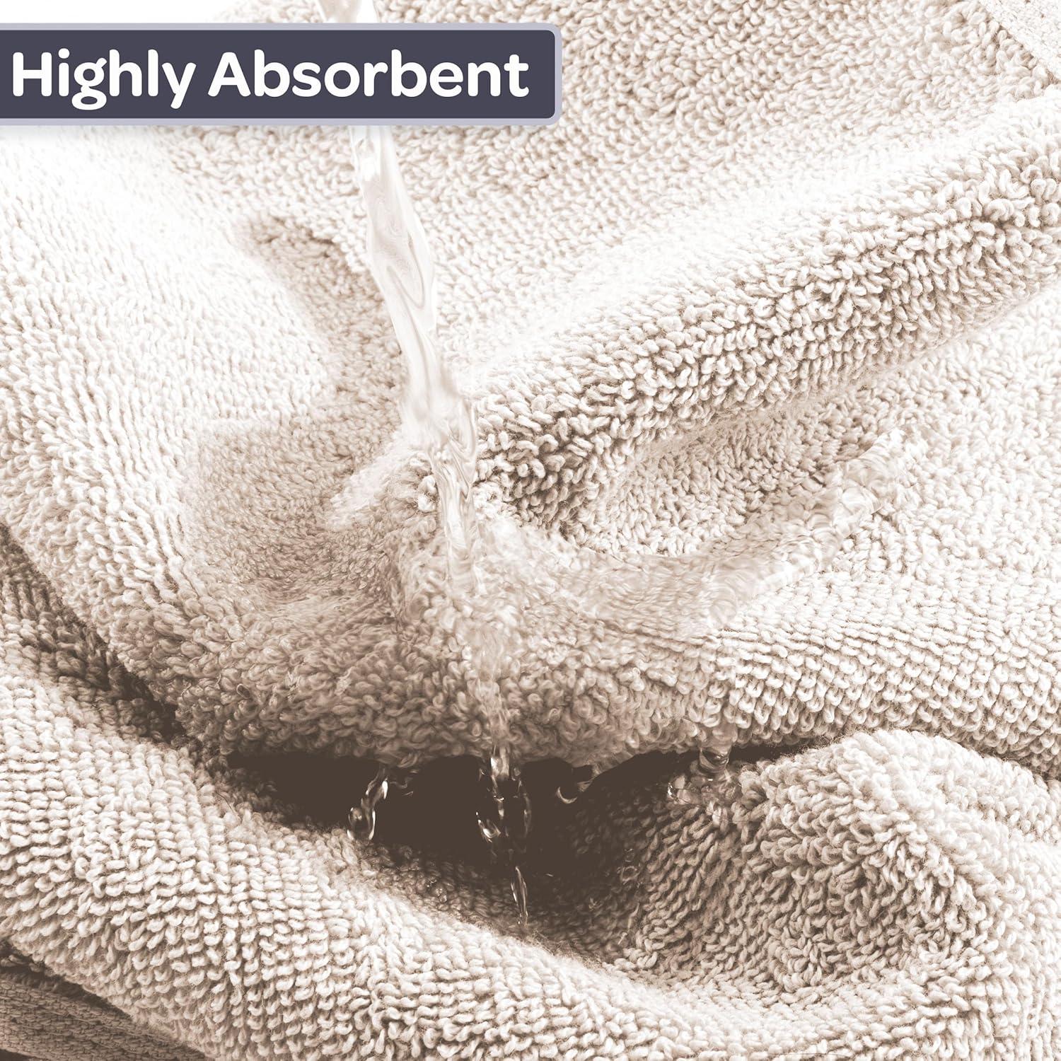 imageLavish Home 6 Piece Bathroom Towels Set 625GSM 100 Cotton Bathroom Essentials with 2 Absorbent Wash Cloths 2 Hand Cloths and 2 Bath Towel for Shower Gym Dorm and Spa GreenIvory