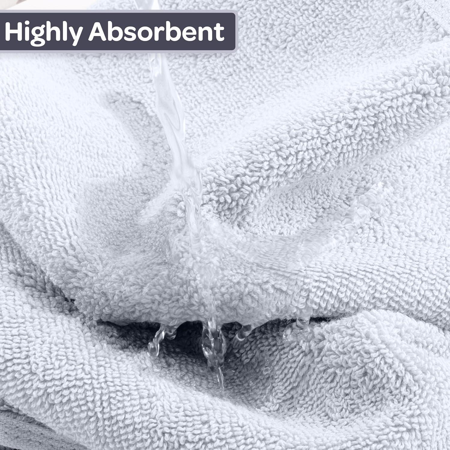 imageLavish Home 6 Piece Bathroom Towels Set 625GSM 100 Cotton Bathroom Essentials with 2 Absorbent Wash Cloths 2 Hand Cloths and 2 Bath Towel for Shower Gym Dorm and Spa GreenWhite