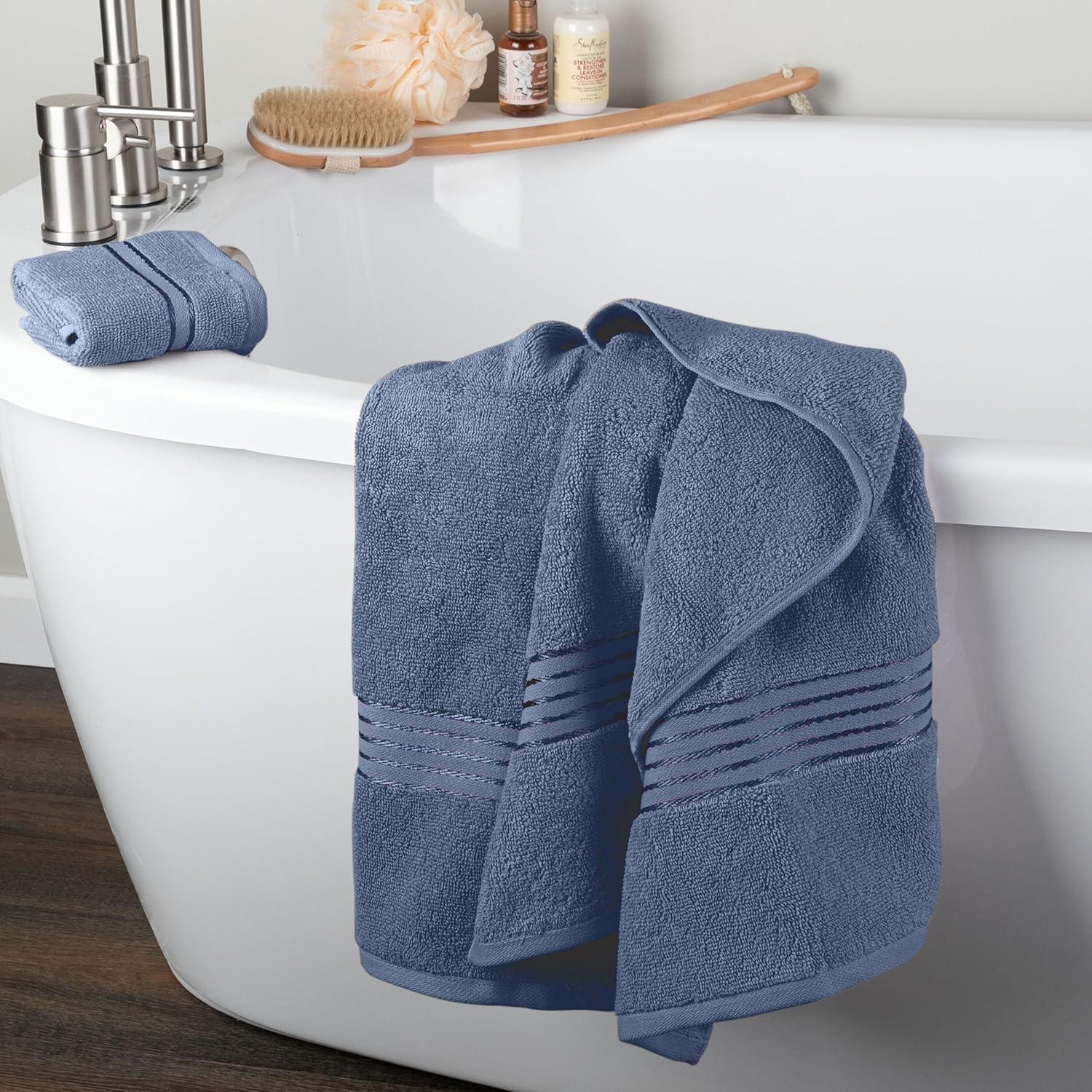 imageLavish Home 6 Piece Bathroom Towels Set 625GSM 100 Cotton Bathroom Essentials with 2 Absorbent Wash Cloths 2 Hand Cloths and 2 Bath Towel for Shower Gym Dorm and Spa GreenBlue