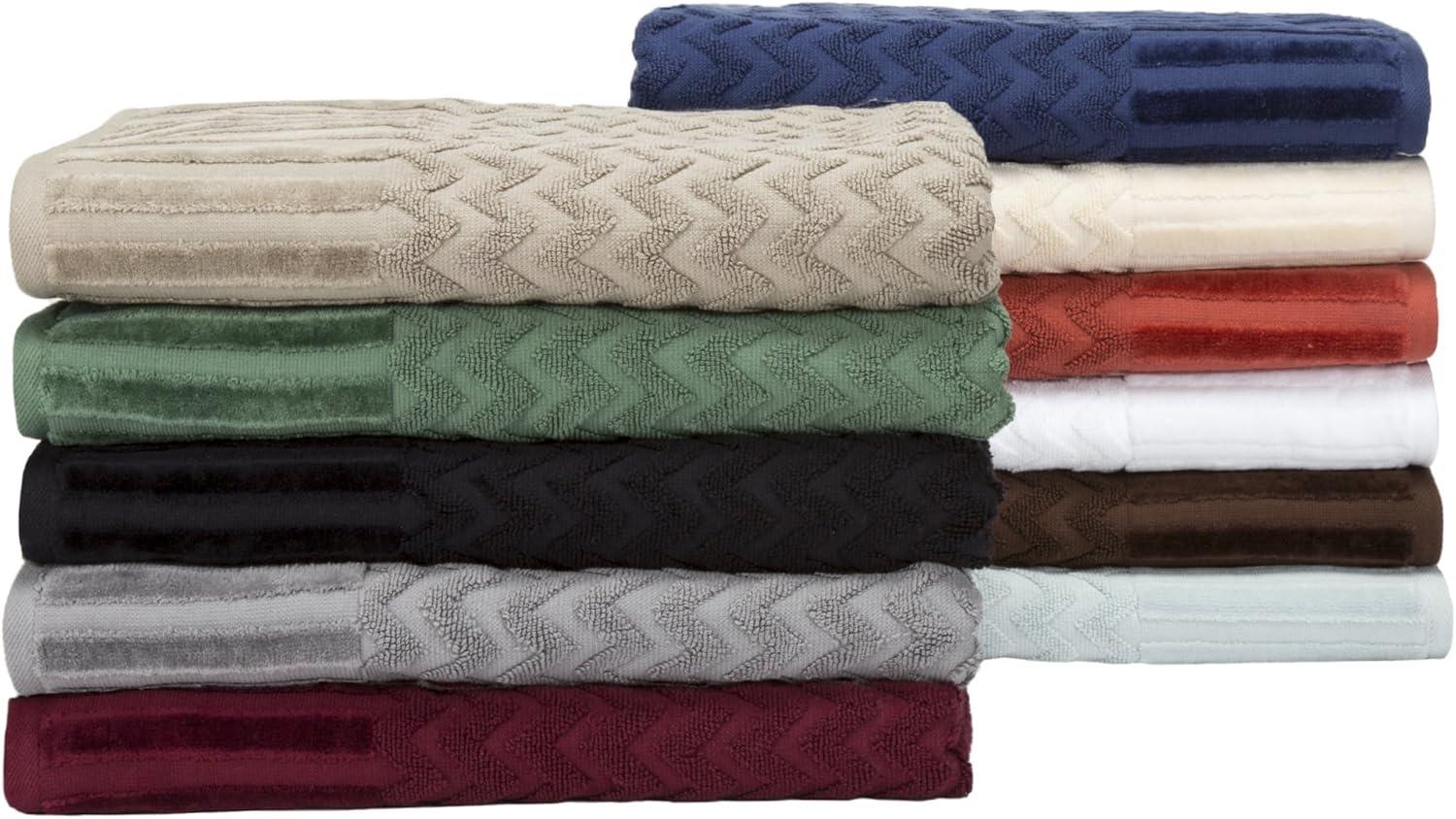 imageLavish Home 6Piece Cotton Deluxe Plush Bath Towel Set Chevron Patterned Plush Sculpted Spa Luxury Decorative Body Hand and Face Towels Brick 27quotx54quotx025quot