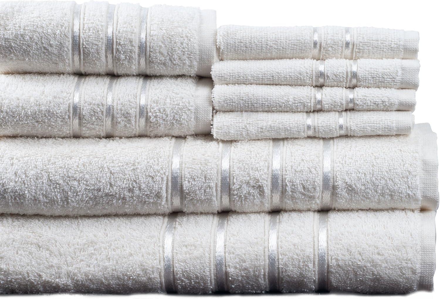 imageLavish Home 8 Piece 100 Cotton Plush Bath Towel Set White