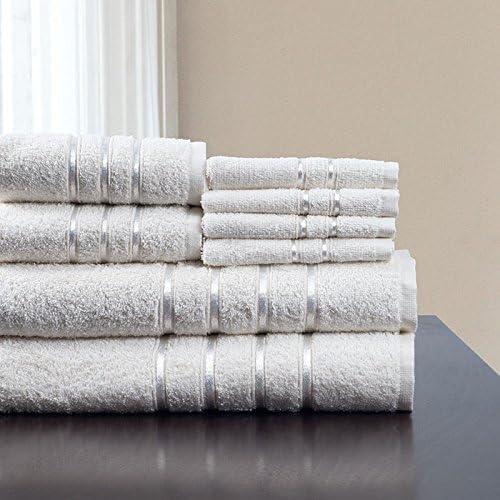 imageLavish Home 8 Piece 100 Cotton Plush Bath Towel Set White