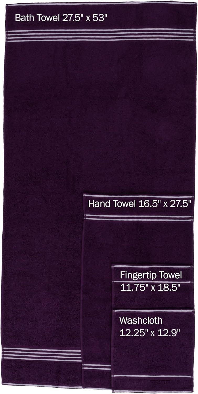 imageLavish Home 8PC Bathroom Towels Set 575GSM 100 Cotton Bathroom Essentials with 2 Bath Towels 2 Hand Cloths 2 Wash Cloths and 2 Fingertip Fabric for Shower Gym Dorm and Spa SilverEggplant