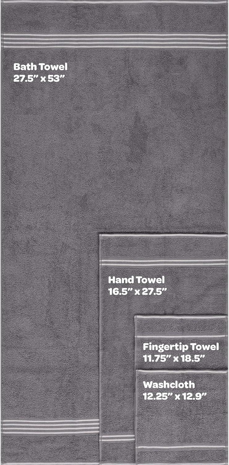 imageLavish Home 8PC Bathroom Towels Set 575GSM 100 Cotton Bathroom Essentials with 2 Bath Towels 2 Hand Cloths 2 Wash Cloths and 2 Fingertip Fabric for Shower Gym Dorm and Spa SilverSilver