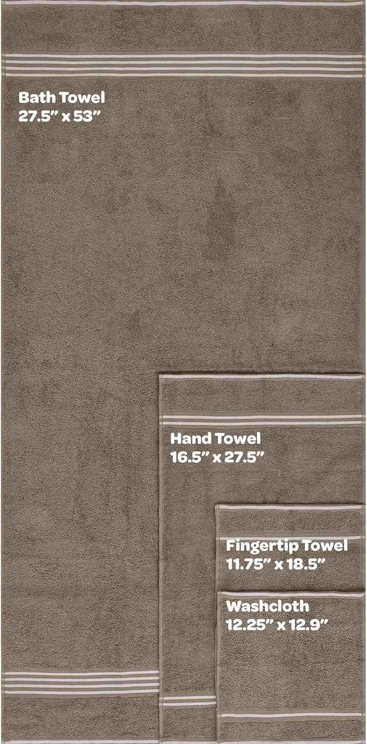 imageLavish Home 8PC Bathroom Towels Set 575GSM 100 Cotton Bathroom Essentials with 2 Bath Towels 2 Hand Cloths 2 Wash Cloths and 2 Fingertip Fabric for Shower Gym Dorm and Spa SilverTaupe