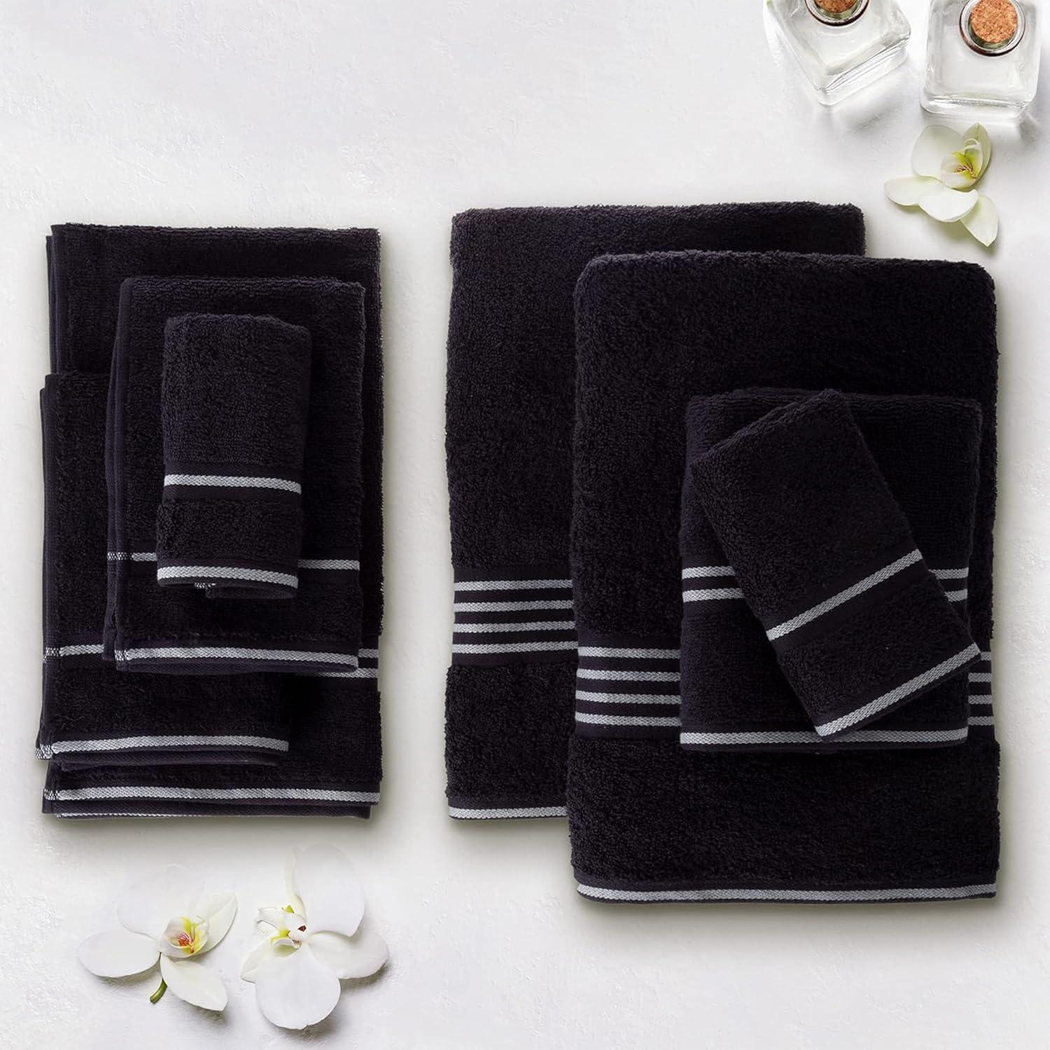 imageLavish Home 8PC Bathroom Towels Set 575GSM 100 Cotton Bathroom Essentials with 2 Bath Towels 2 Hand Cloths 2 Wash Cloths and 2 Fingertip Fabric for Shower Gym Dorm and Spa SilverCharcoal
