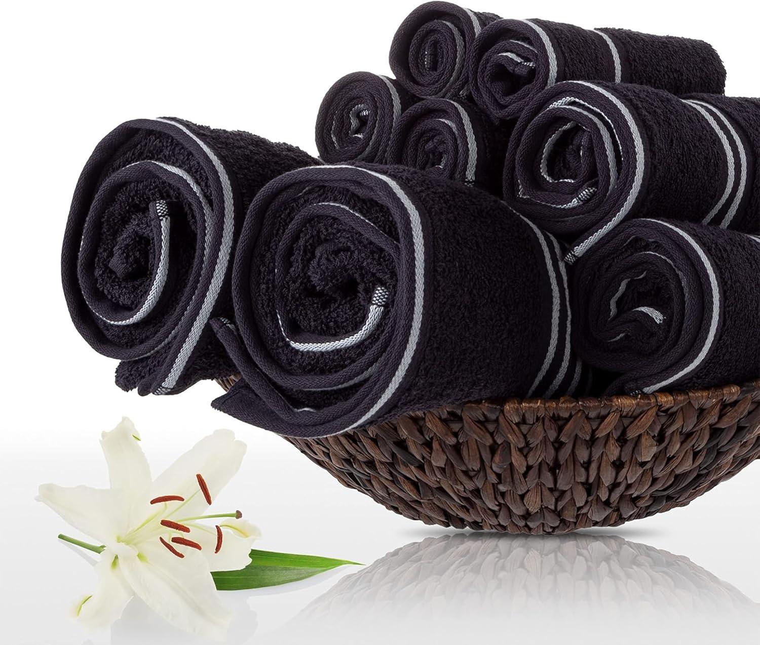 imageLavish Home 8PC Bathroom Towels Set 575GSM 100 Cotton Bathroom Essentials with 2 Bath Towels 2 Hand Cloths 2 Wash Cloths and 2 Fingertip Fabric for Shower Gym Dorm and Spa SilverCharcoal