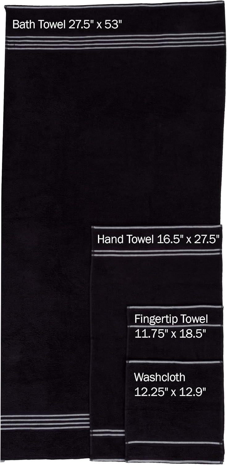 imageLavish Home 8PC Bathroom Towels Set 575GSM 100 Cotton Bathroom Essentials with 2 Bath Towels 2 Hand Cloths 2 Wash Cloths and 2 Fingertip Fabric for Shower Gym Dorm and Spa SilverCharcoal