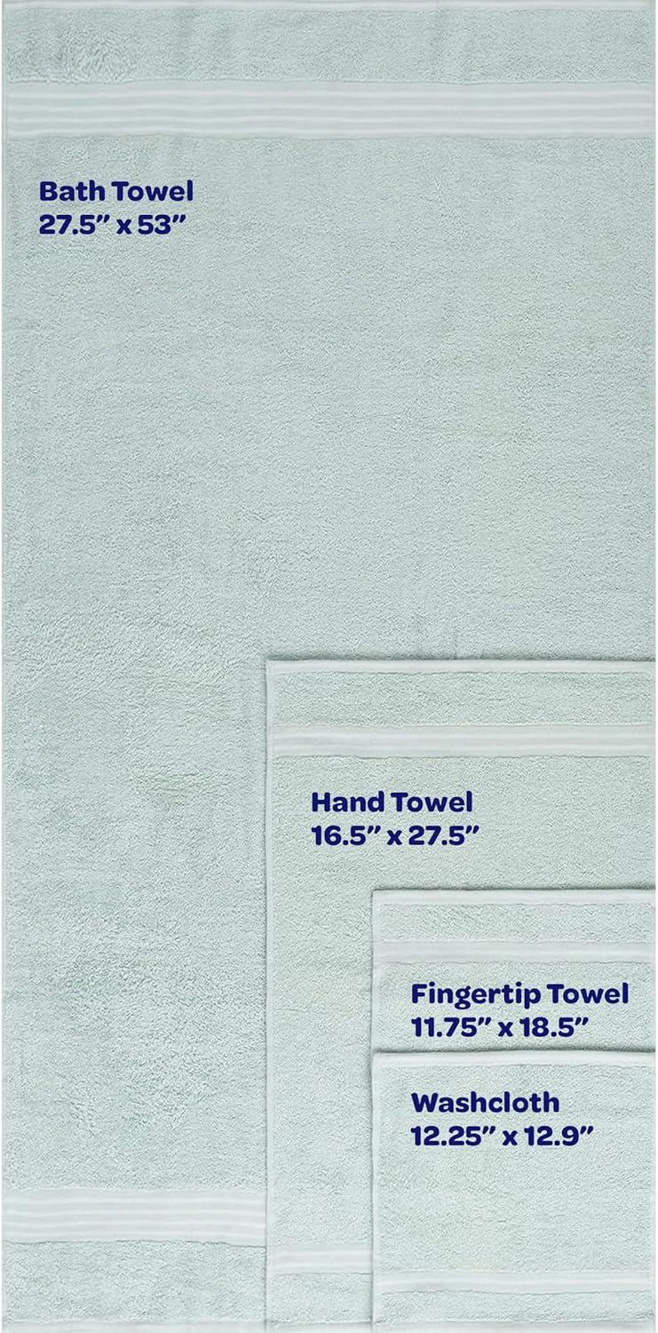 imageLavish Home 8PC Bathroom Towels Set 575GSM 100 Cotton Bathroom Essentials with 2 Bath Towels 2 Hand Cloths 2 Wash Cloths and 2 Fingertip Fabric for Shower Gym Dorm and Spa SilverSeafoam