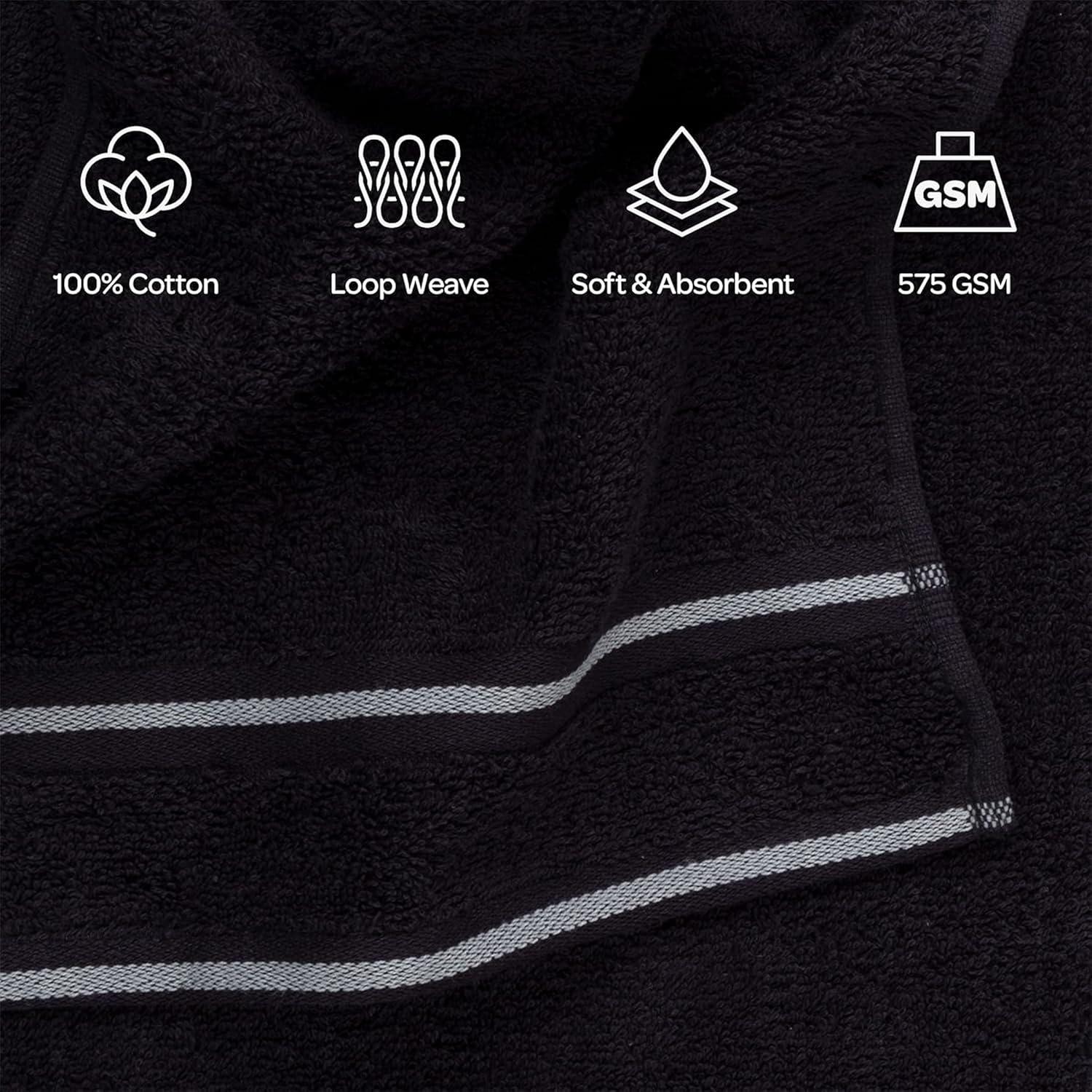 imageLavish Home 8PC Bathroom Towels Set 575GSM 100 Cotton Bathroom Essentials with 2 Bath Towels 2 Hand Cloths 2 Wash Cloths and 2 Fingertip Fabric for Shower Gym Dorm and Spa SilverCharcoal