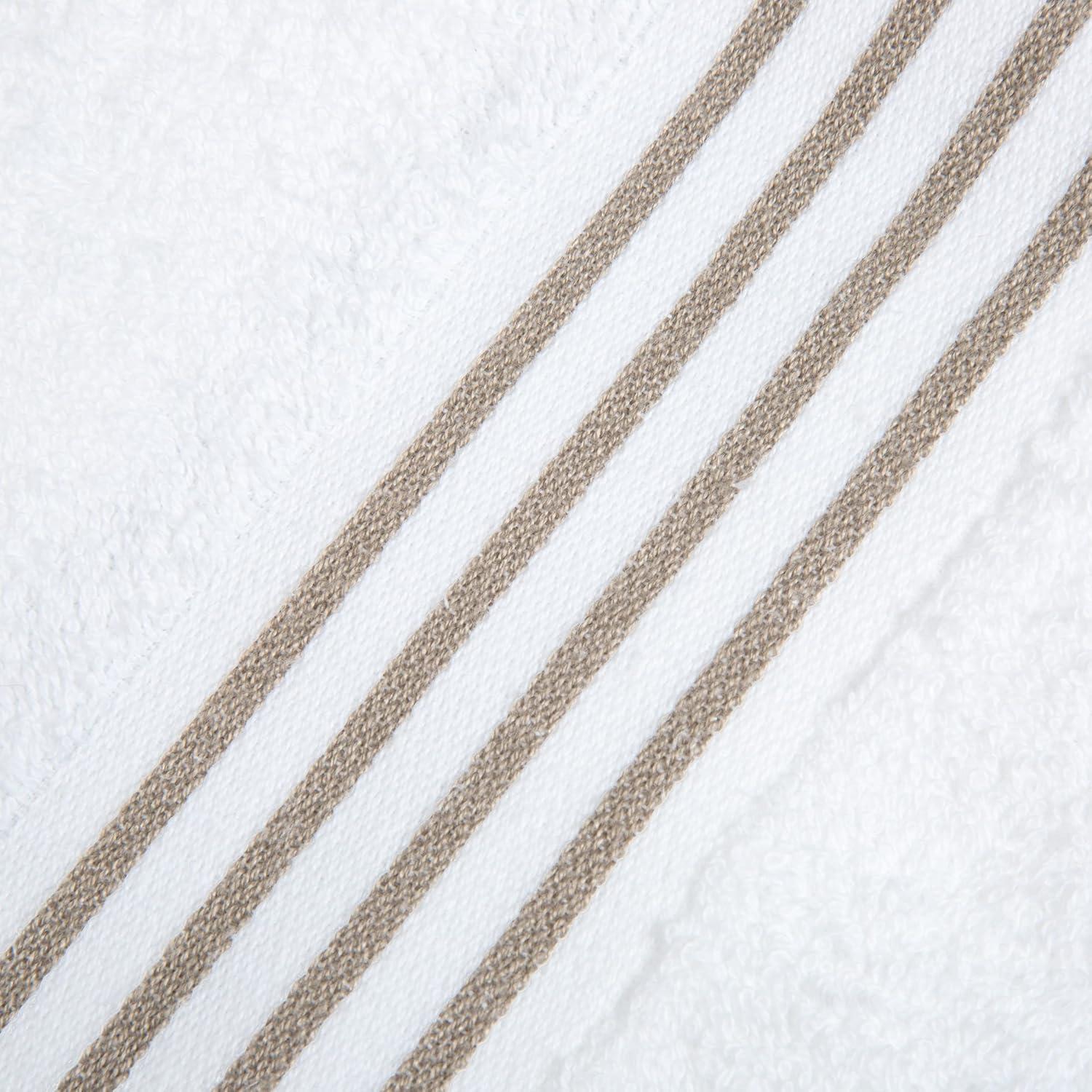 imageLavish Home 8PC Bathroom Towels Set 575GSM 100 Cotton Bathroom Essentials with 2 Bath Towels 2 Hand Cloths 2 Wash Cloths and 2 Fingertip Fabric for Shower Gym Dorm and Spa SilverWhite Taupe