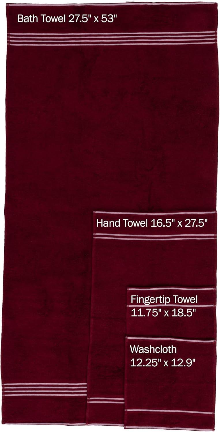 imageLavish Home 8PC Bathroom Towels Set 575GSM 100 Cotton Bathroom Essentials with 2 Bath Towels 2 Hand Cloths 2 Wash Cloths and 2 Fingertip Fabric for Shower Gym Dorm and Spa SilverBurgundy