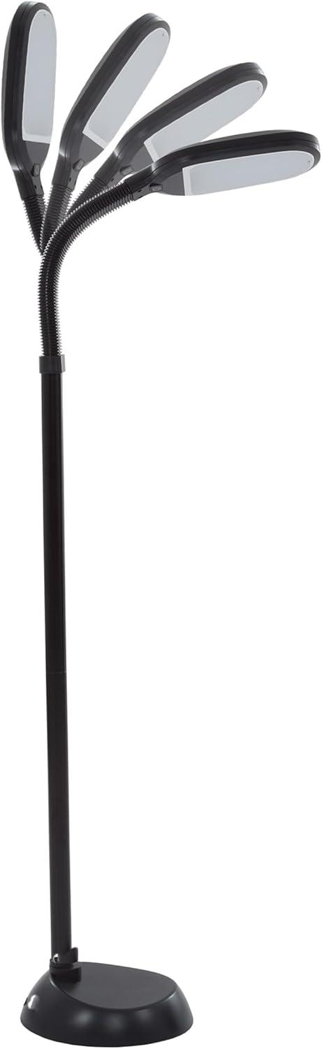 imageLavish Home Adjustable LED Floor Lamp with Bendable Neck Full Spectrum Natural Sunlight LED Lamp for Bedroom and Living Room Reading Craft and Esthetician Light Black