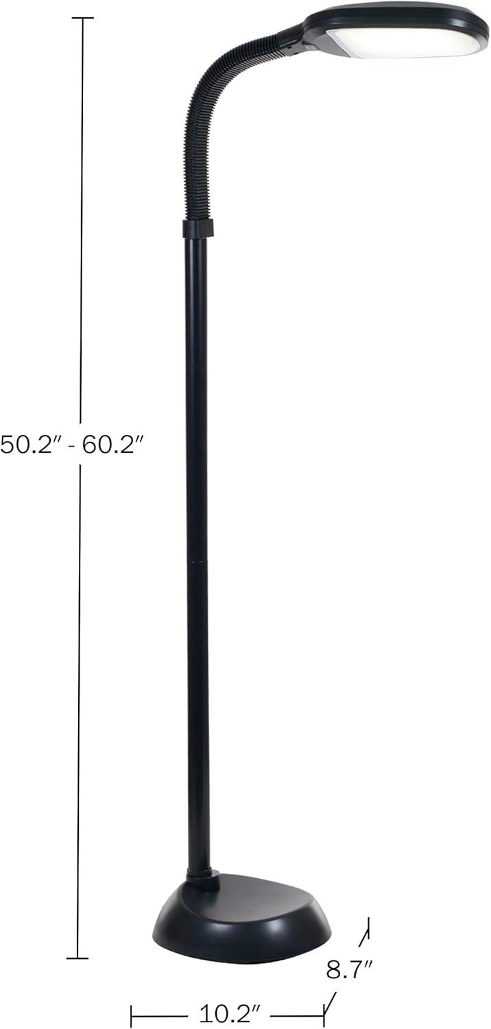 imageLavish Home Adjustable LED Floor Lamp with Bendable Neck Full Spectrum Natural Sunlight LED Lamp for Bedroom and Living Room Reading Craft and Esthetician Light Black