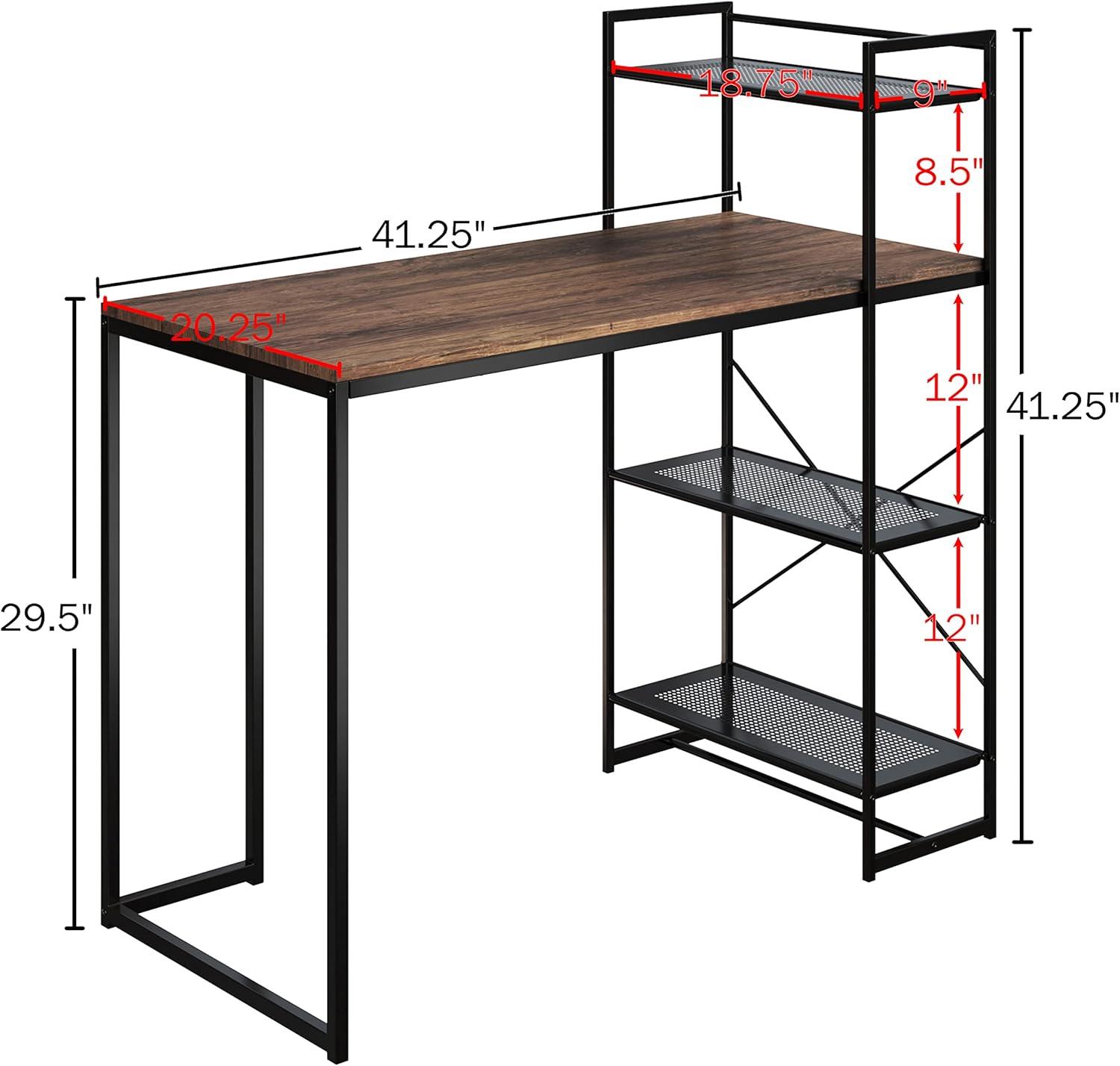 imageLavish Home AllinOne Computer Desk with Shelves Modern Industrial Style Wood and Steel for Home Office Bedroom or Craft Table