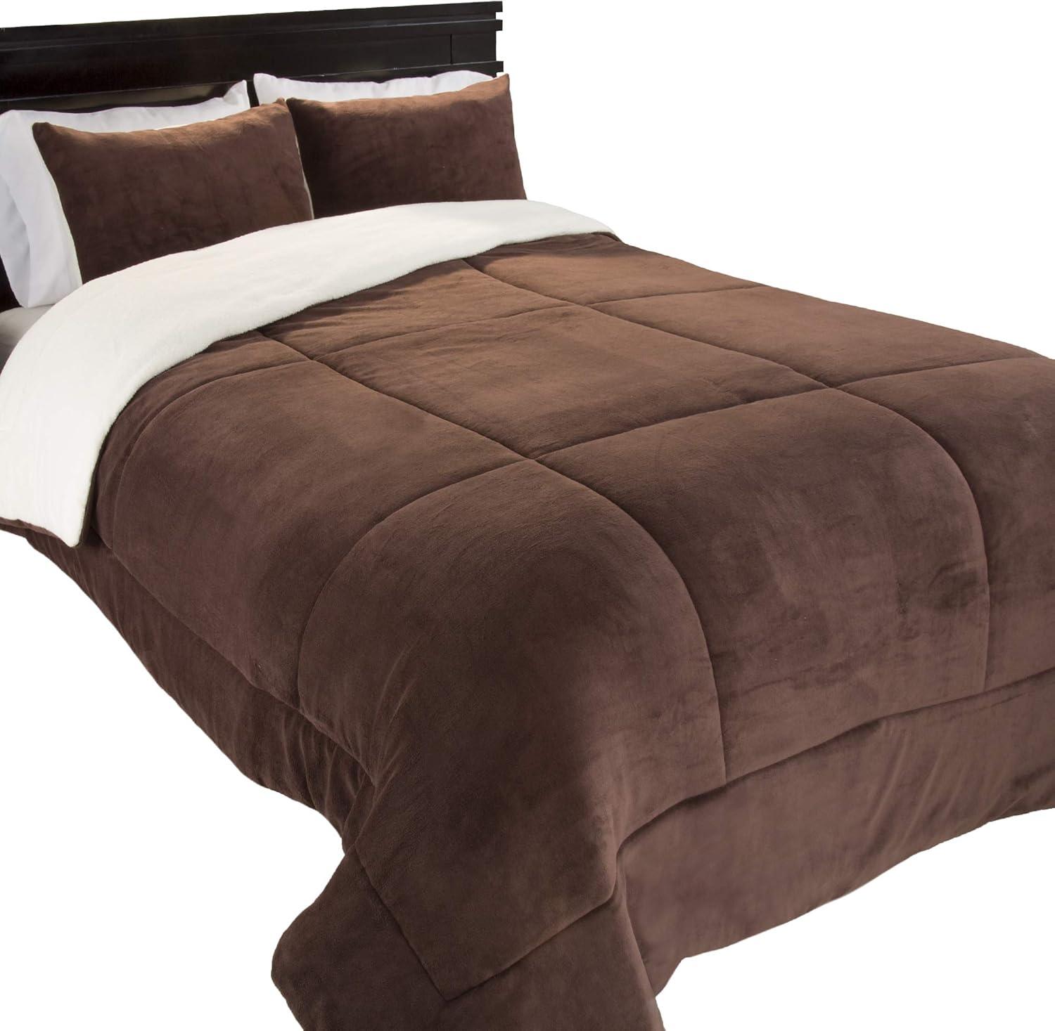 imageLavish Home BH 3 Piece SherpaFleece Comforter Set FQ Chocolate