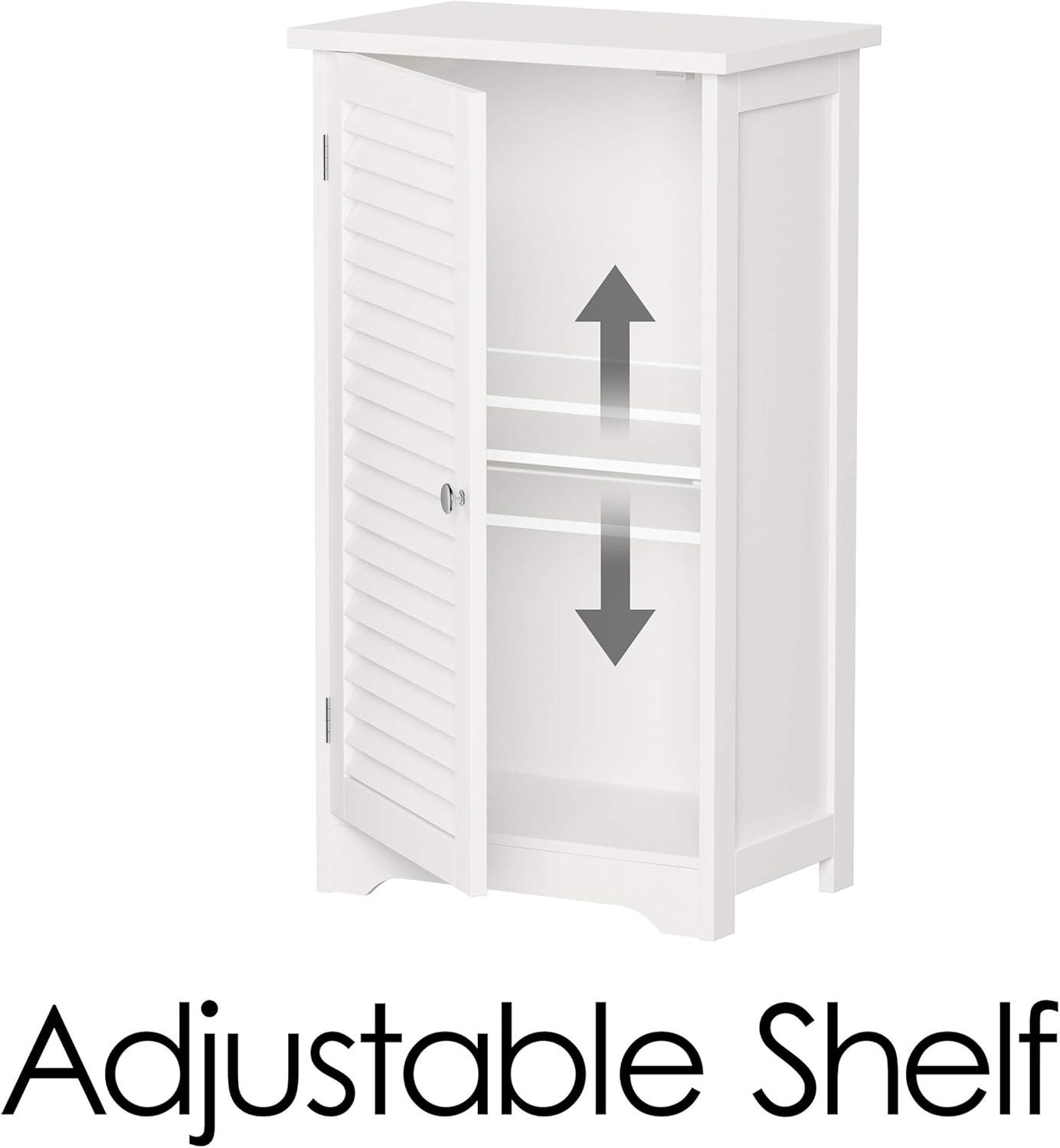 imageLavish Home Bathroom Cabinet Freestanding Storage Organizer for Towels or Laundry Room Adjustable Shelf and Shutter Style Door White