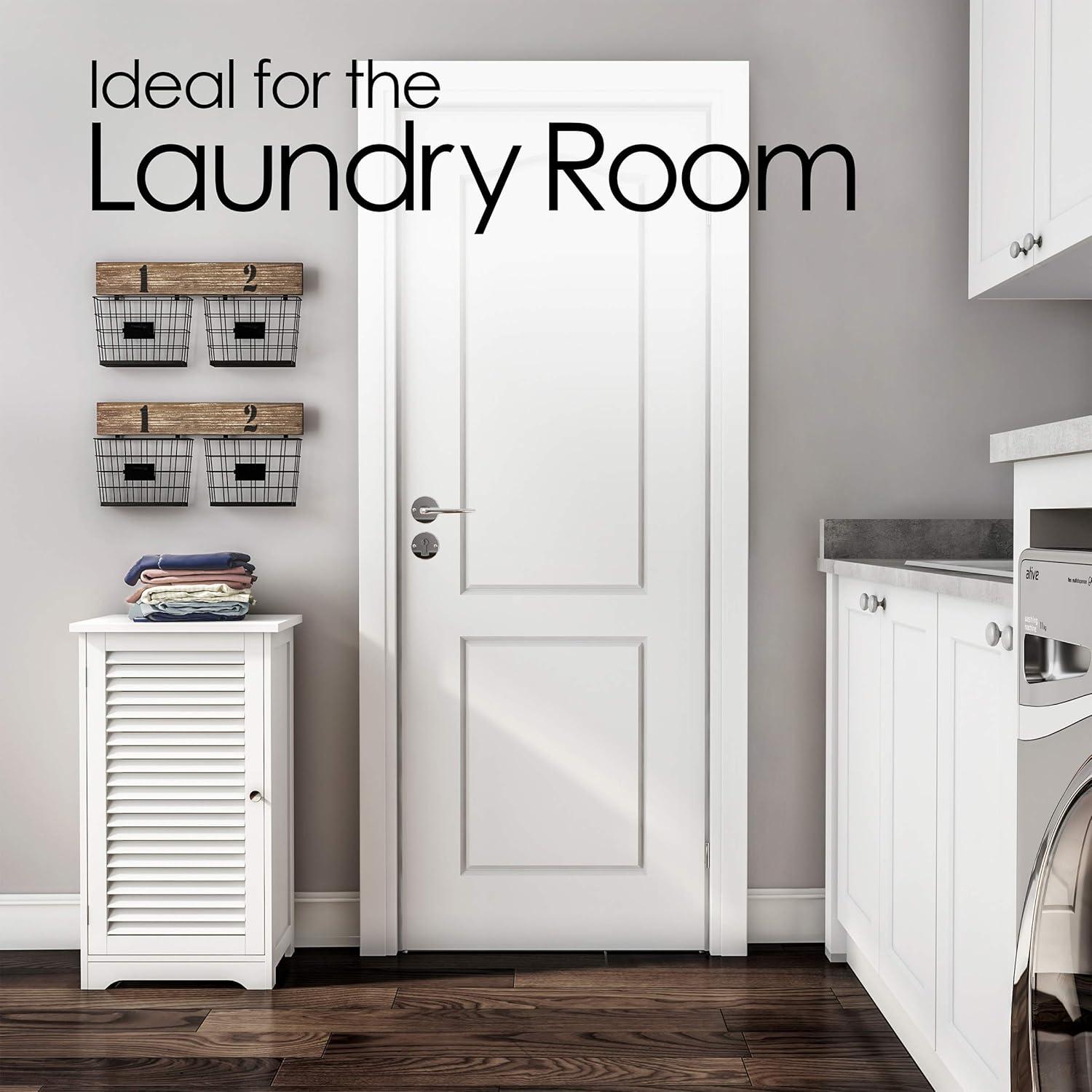 imageLavish Home Bathroom Cabinet Freestanding Storage Organizer for Towels or Laundry Room Adjustable Shelf and Shutter Style Door White