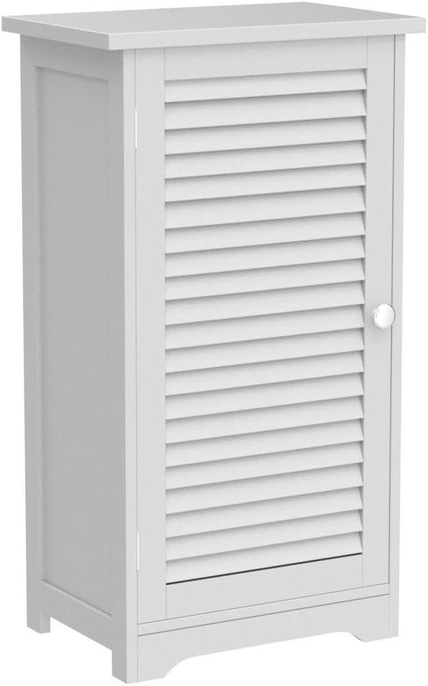 imageLavish Home Bathroom Cabinet Freestanding Storage Organizer for Towels or Laundry Room Adjustable Shelf and Shutter Style Door White