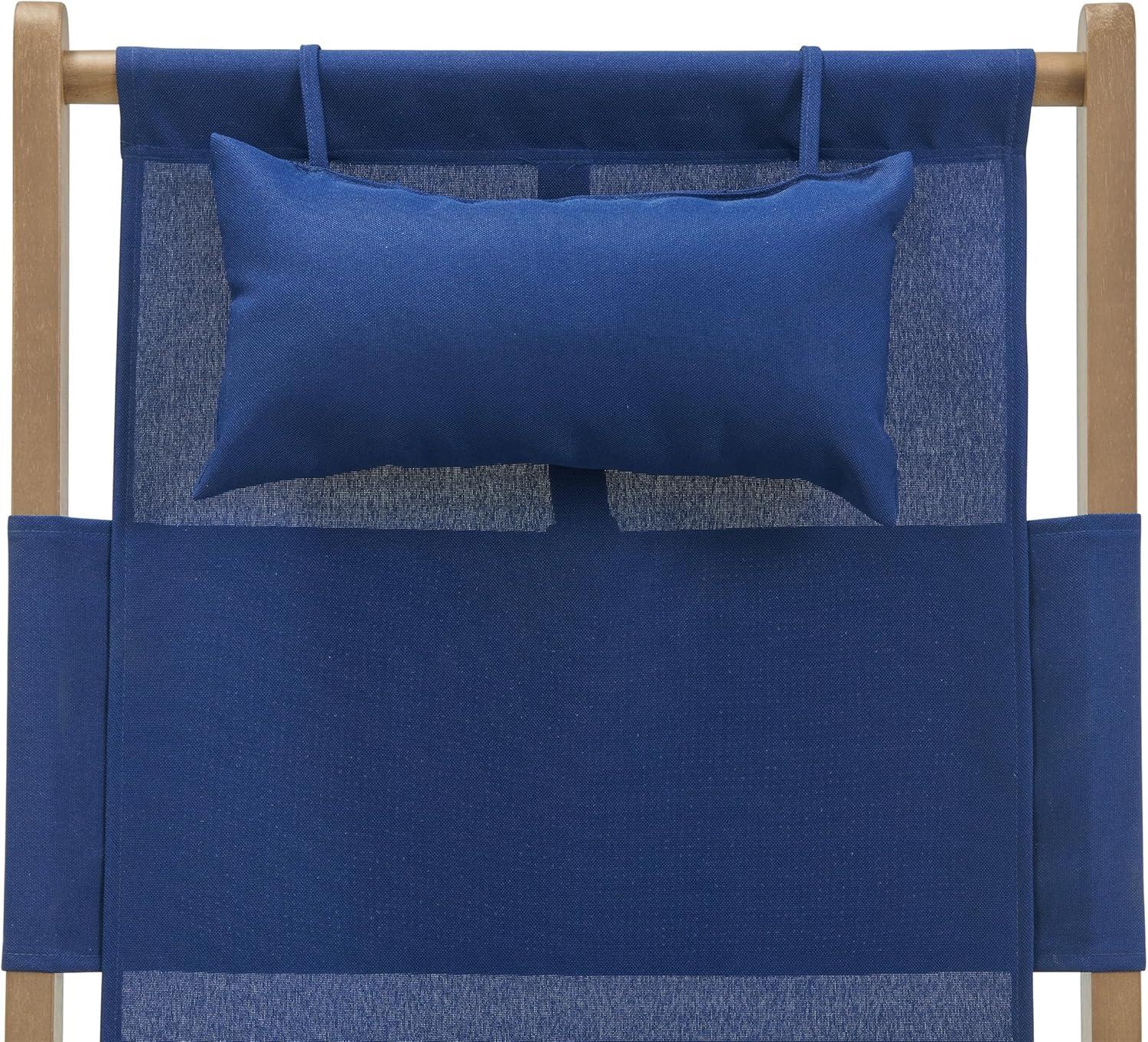 imageLavish Home Beach Chair Outdoor WeatherResistant Wood Folding Chair with Backpack Straps 4Position Reclining Seat Beach Essentials Taupe StripeBlue
