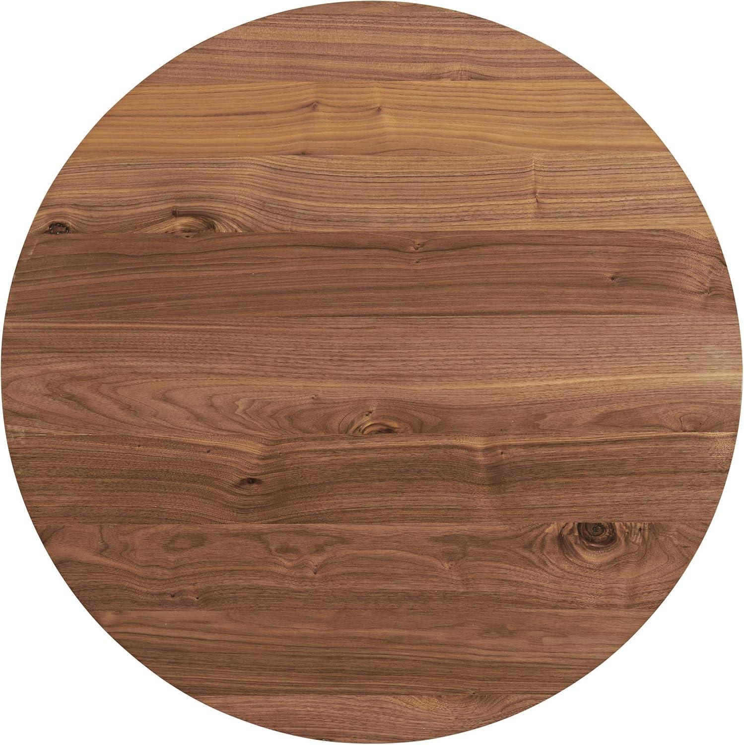 imageLavish Home Coffee Table Industrial Modern Round Table with Wood Top and Metal Base Furniture for Living Room Apartment or Dorm Room Walnut