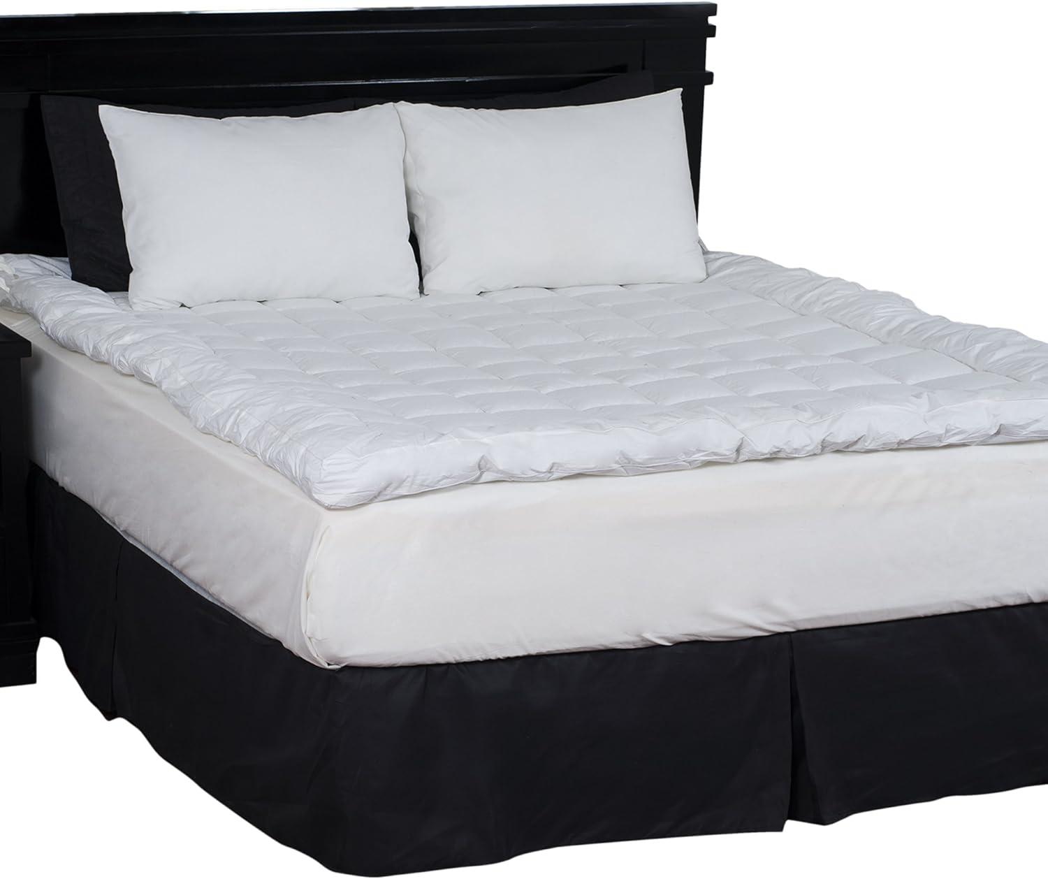 imageLavish Home Down Alternative Mattress Topper 233 Thread Count Hypoallergenic FiberFilled Twin Pad for Protection Cushion and Support WhiteWhite