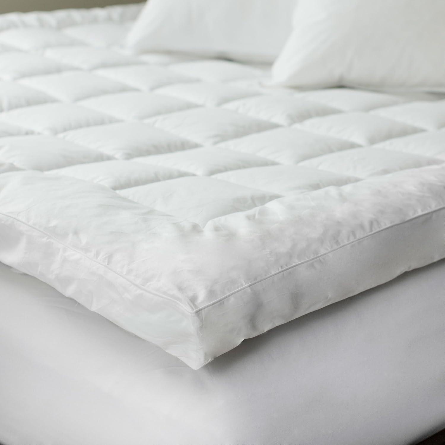 imageLavish Home Down Alternative Mattress Topper 233 Thread Count Hypoallergenic FiberFilled Twin Pad for Protection Cushion and Support WhiteWhite