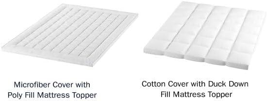 imageLavish Home Down Mattress Topper Queen 4Inch Duck and Goose Feather Bed with Cotton Mattress Topper Cover Plush Pillow Top for Cushion and Support WhiteWhite