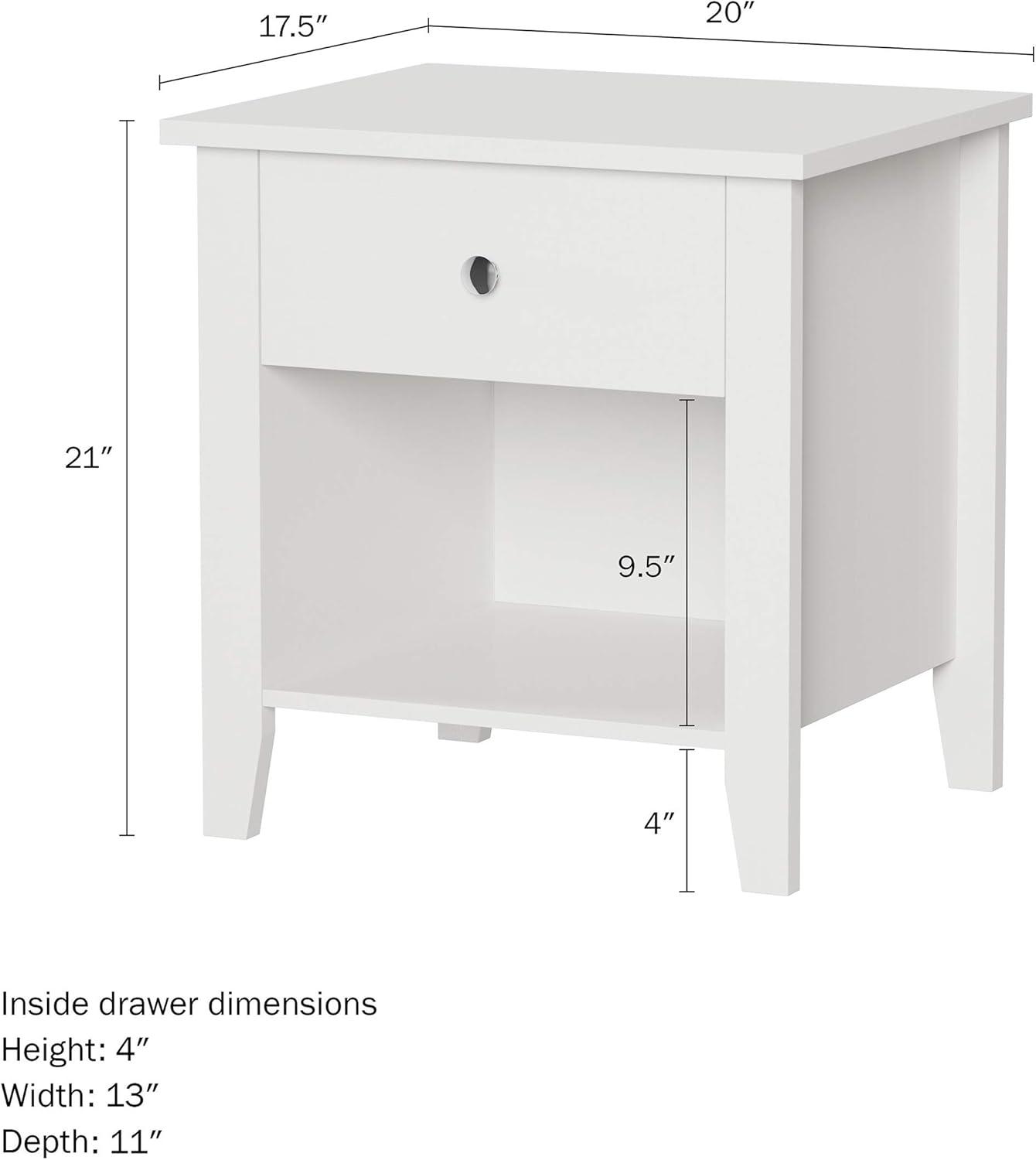 imageLavish Home End Tables Set of 2 Bedside Tables with Drawer and Storage Shelf Traditional Night Stands for Bedrooms or Living Room White