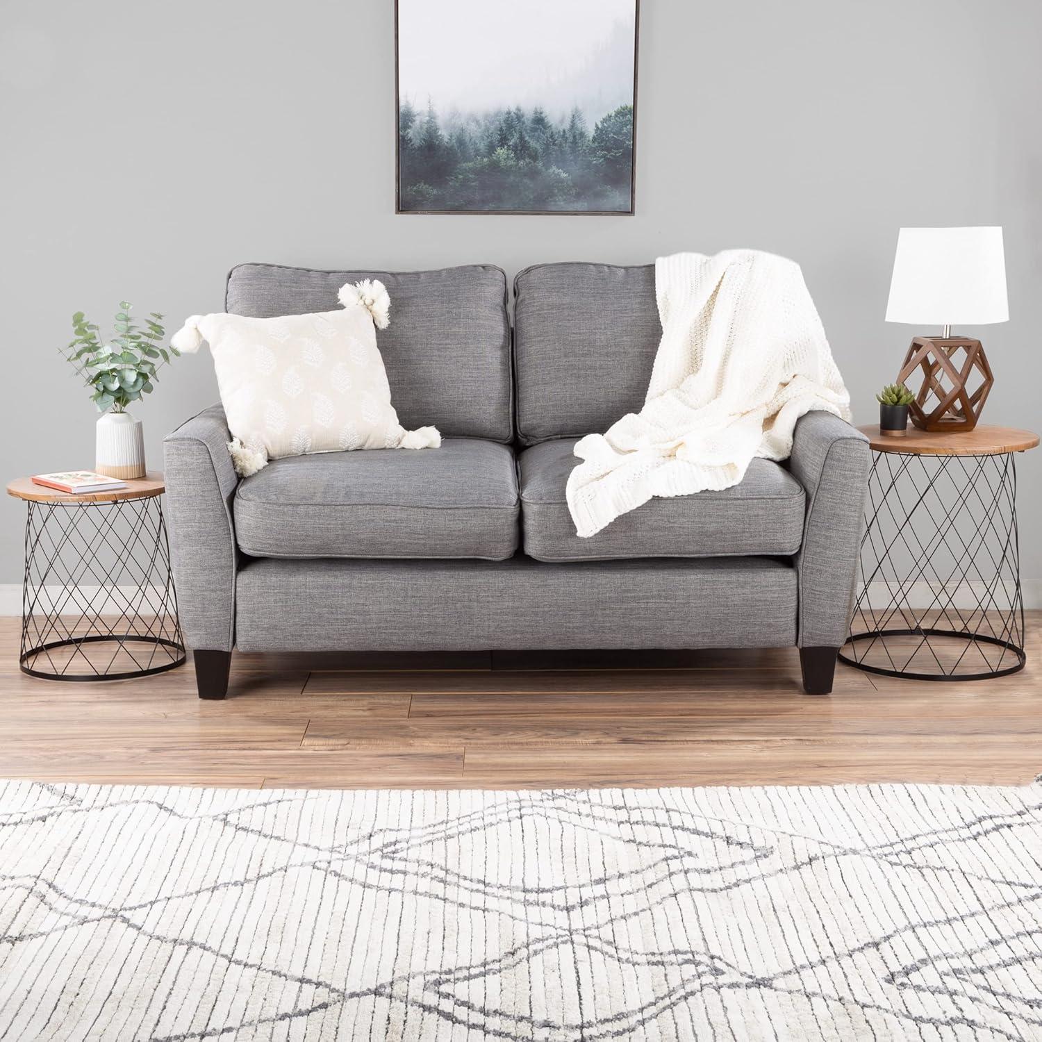 imageLavish Home End Tables Set of 2 Nesting Tables with Removable Wood Tops and Metal Basket Bases for Blanket Storage Round Side Pieces for Living Room Bedroom or Home Office BrownBlackBlack Diamond