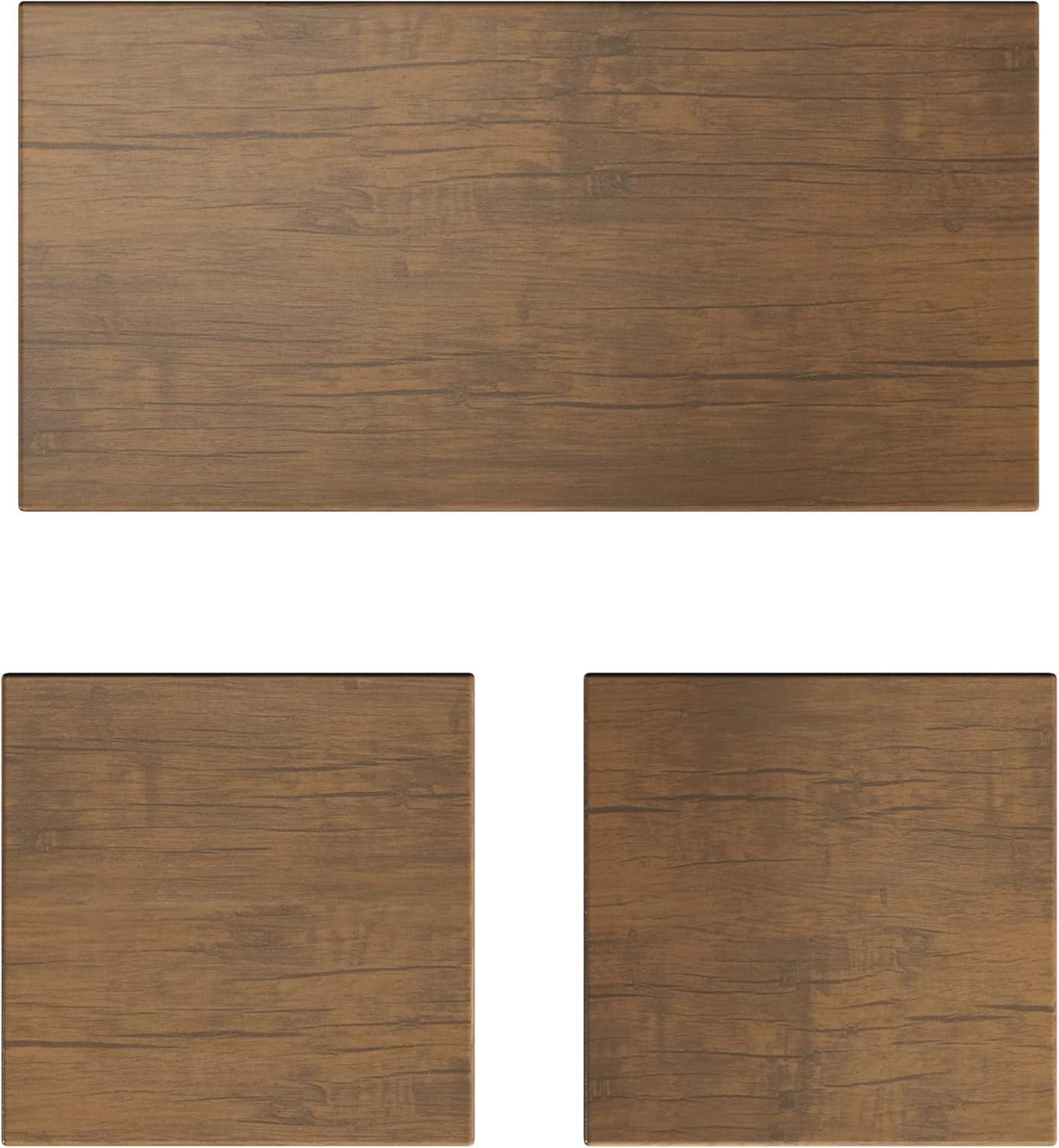 imageLavish Home End Tables Set of 2 Nesting Tables with Removable Wood Tops and Metal Basket Bases for Blanket Storage Round Side Pieces for Living Room Bedroom or Home Office BrownBlackBrown Square 3