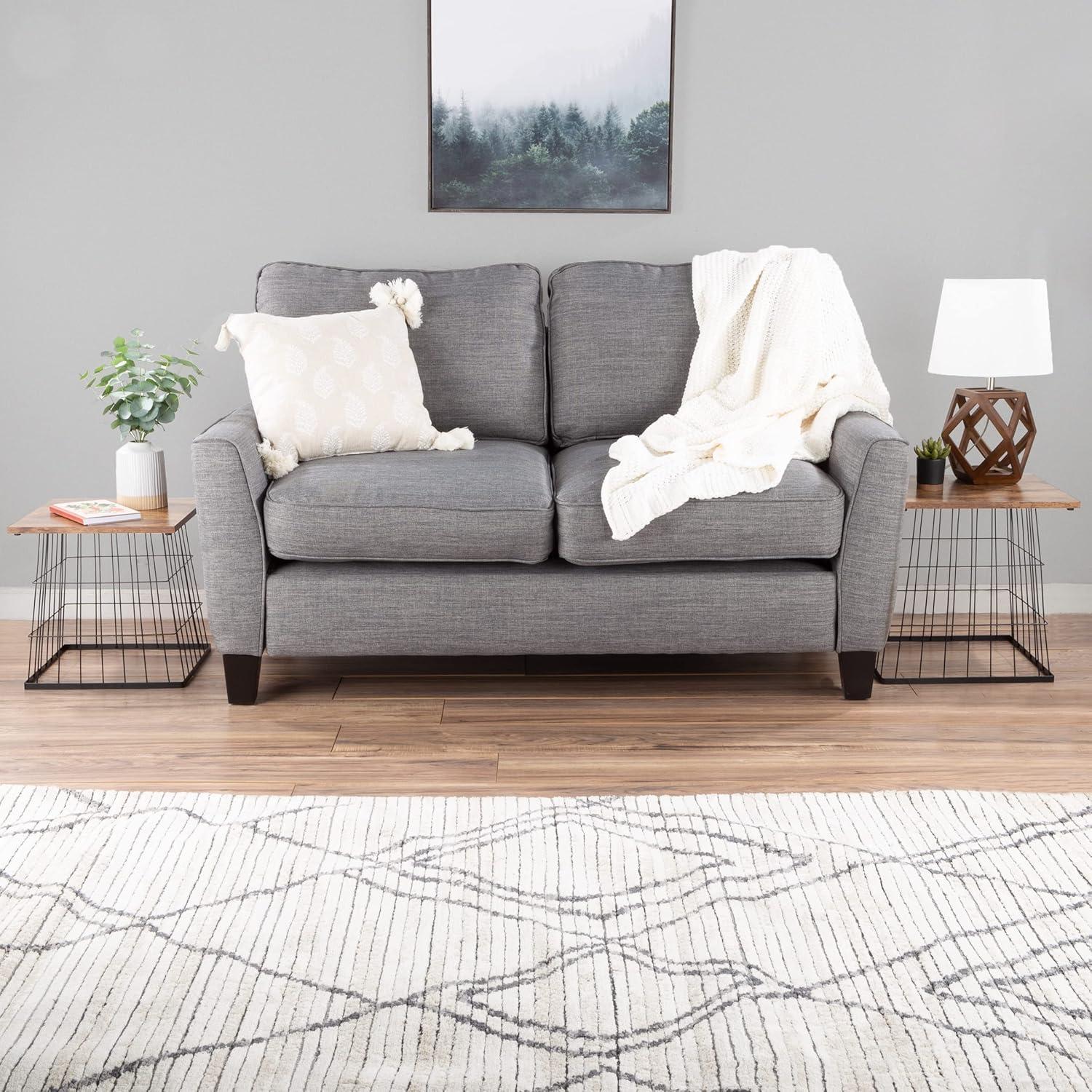 imageLavish Home End Tables Set of 2 Nesting Tables with Removable Wood Tops and Metal Basket Bases for Blanket Storage Round Side Pieces for Living Room Bedroom or Home Office BrownBlackBrown Square 2