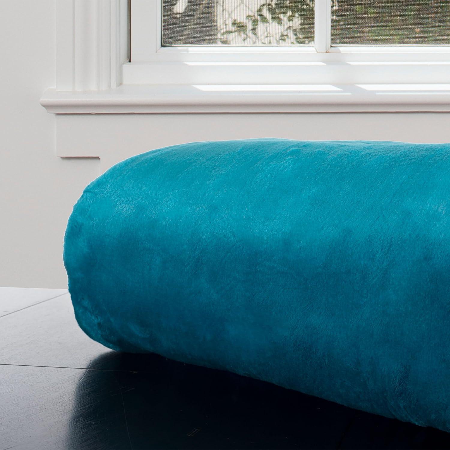 imageLavish Home Faux Fur Throw Blanket Oversized 91x81 MachineWashable Bedding MinkStyle 78lb Heavy Blanket for Bed or Sofa AquaAqua