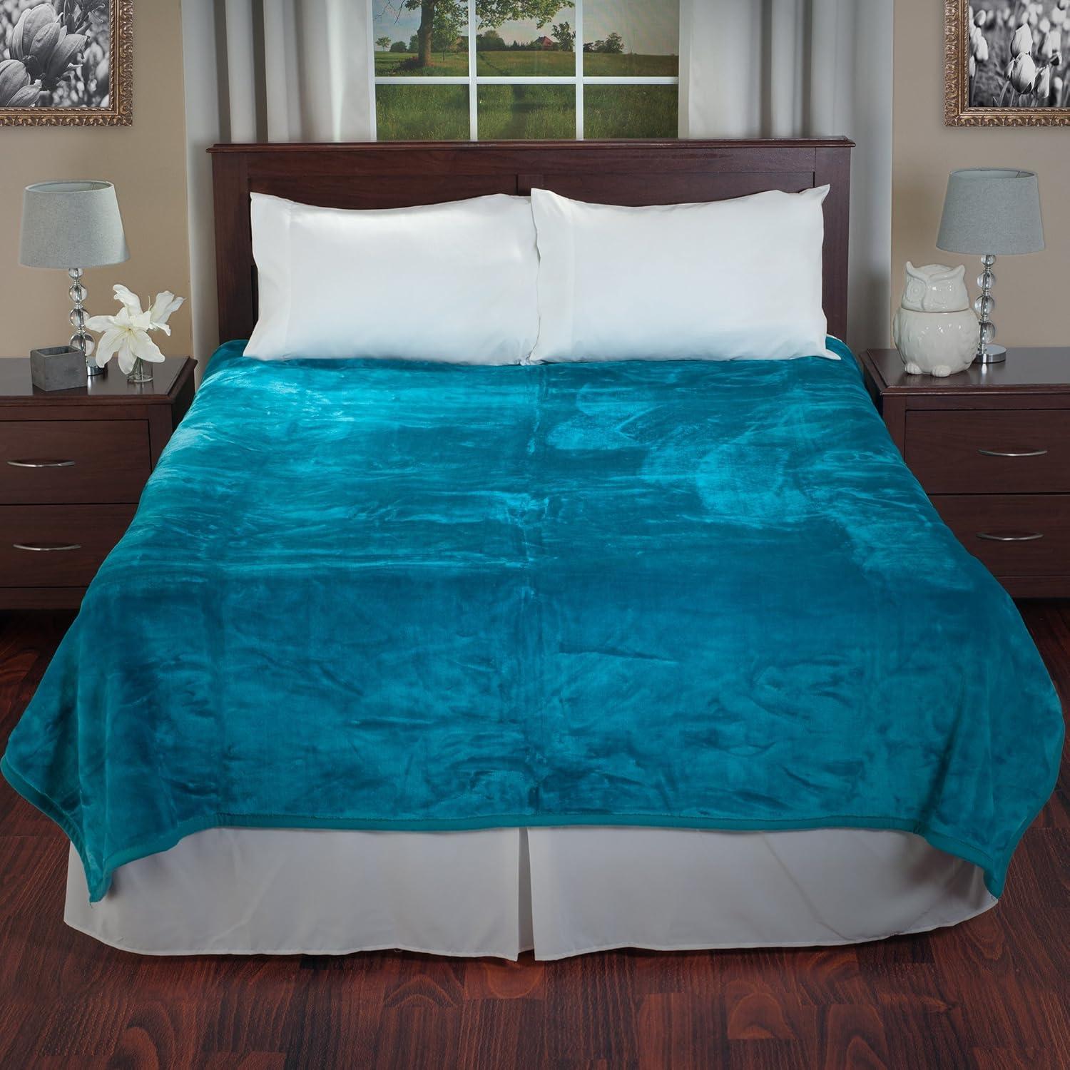 imageLavish Home Faux Fur Throw Blanket Oversized 91x81 MachineWashable Bedding MinkStyle 78lb Heavy Blanket for Bed or Sofa AquaAqua