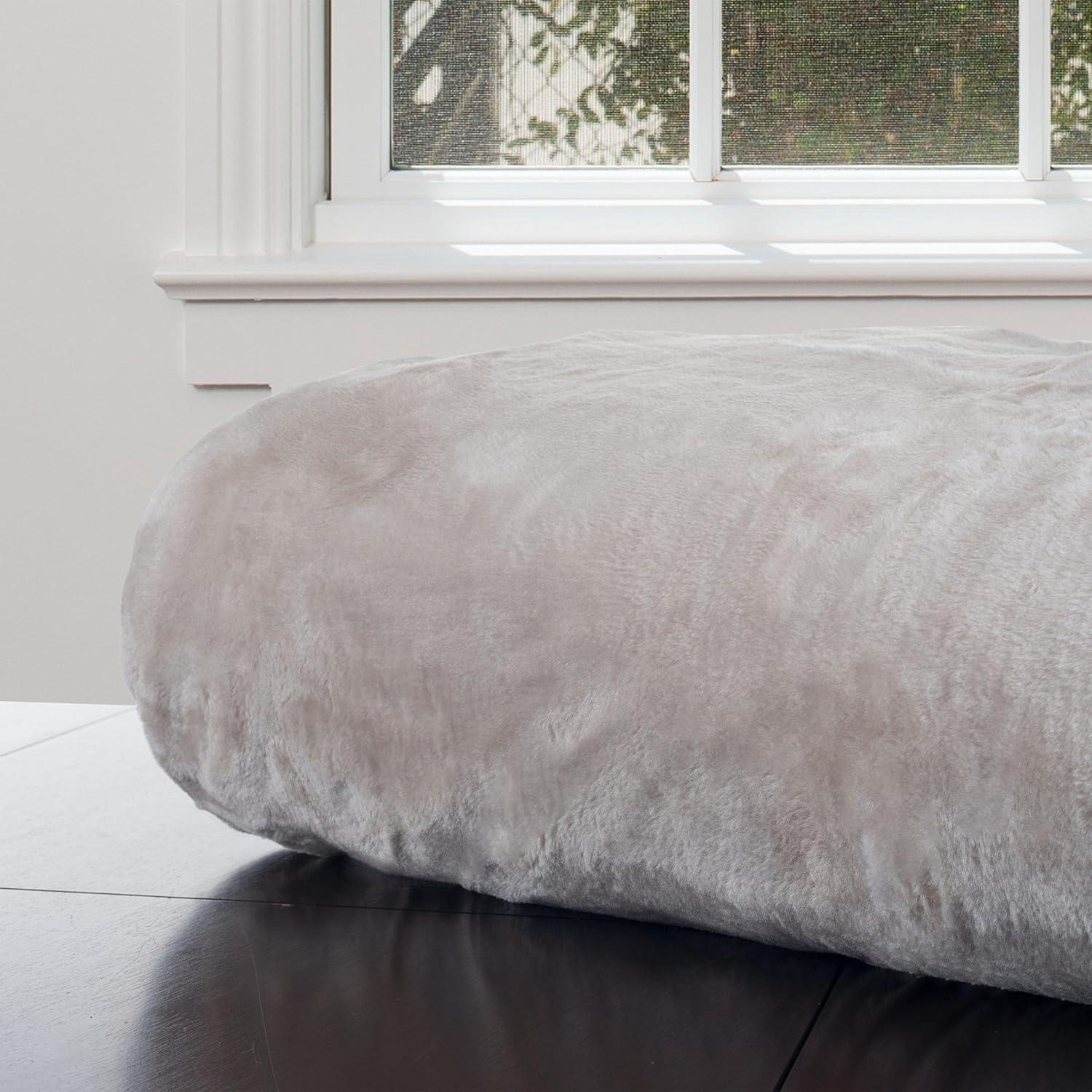 imageLavish Home Faux Fur Throw Blanket Oversized 91x81 MachineWashable Bedding MinkStyle 78lb Heavy Blanket for Bed or Sofa Beige