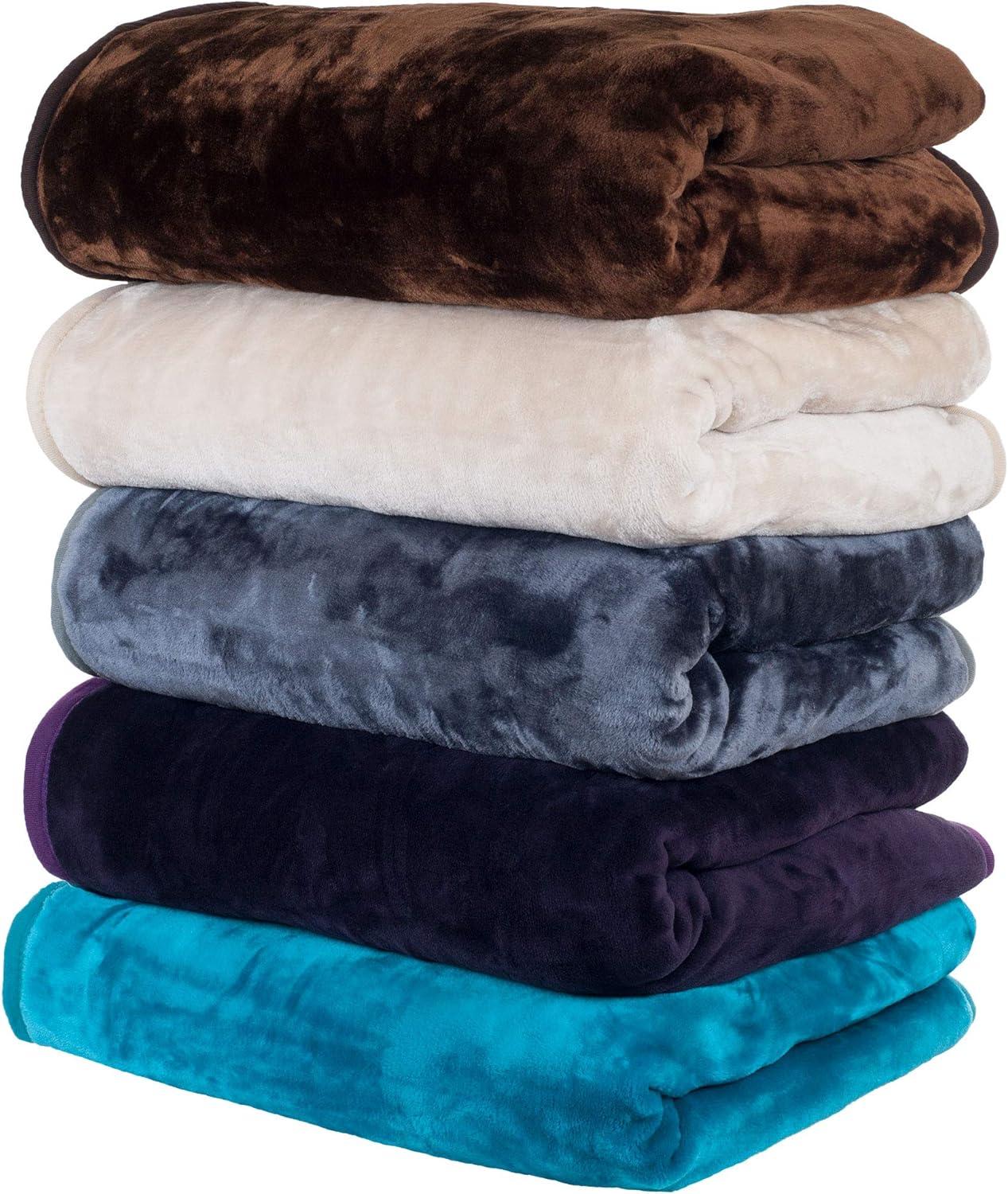 imageLavish Home Faux Fur Throw Blanket Oversized 91x81 MachineWashable Bedding MinkStyle 78lb Heavy Blanket for Bed or Sofa PurpleBeige