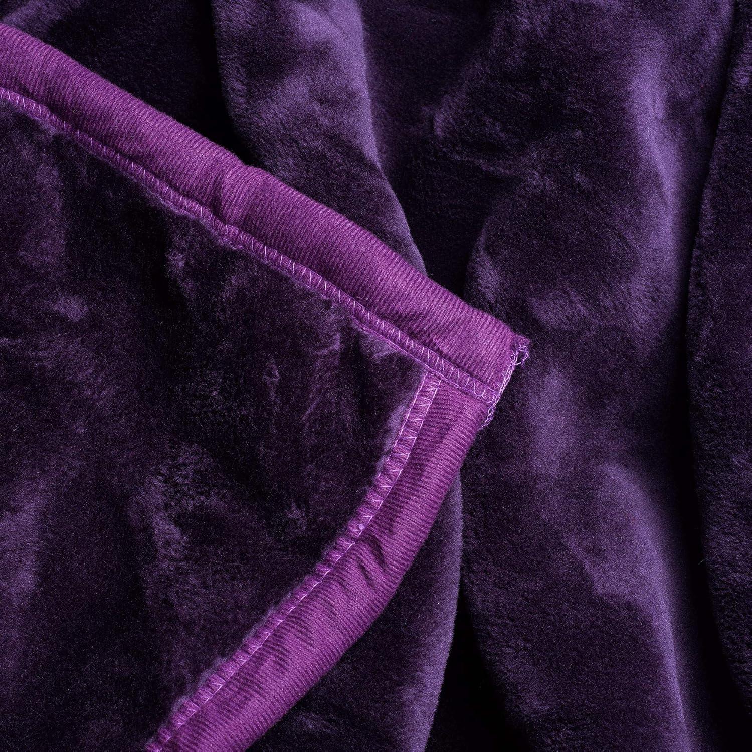 imageLavish Home Faux Fur Throw Blanket Oversized 91x81 MachineWashable Bedding MinkStyle 78lb Heavy Blanket for Bed or Sofa PurplePurple