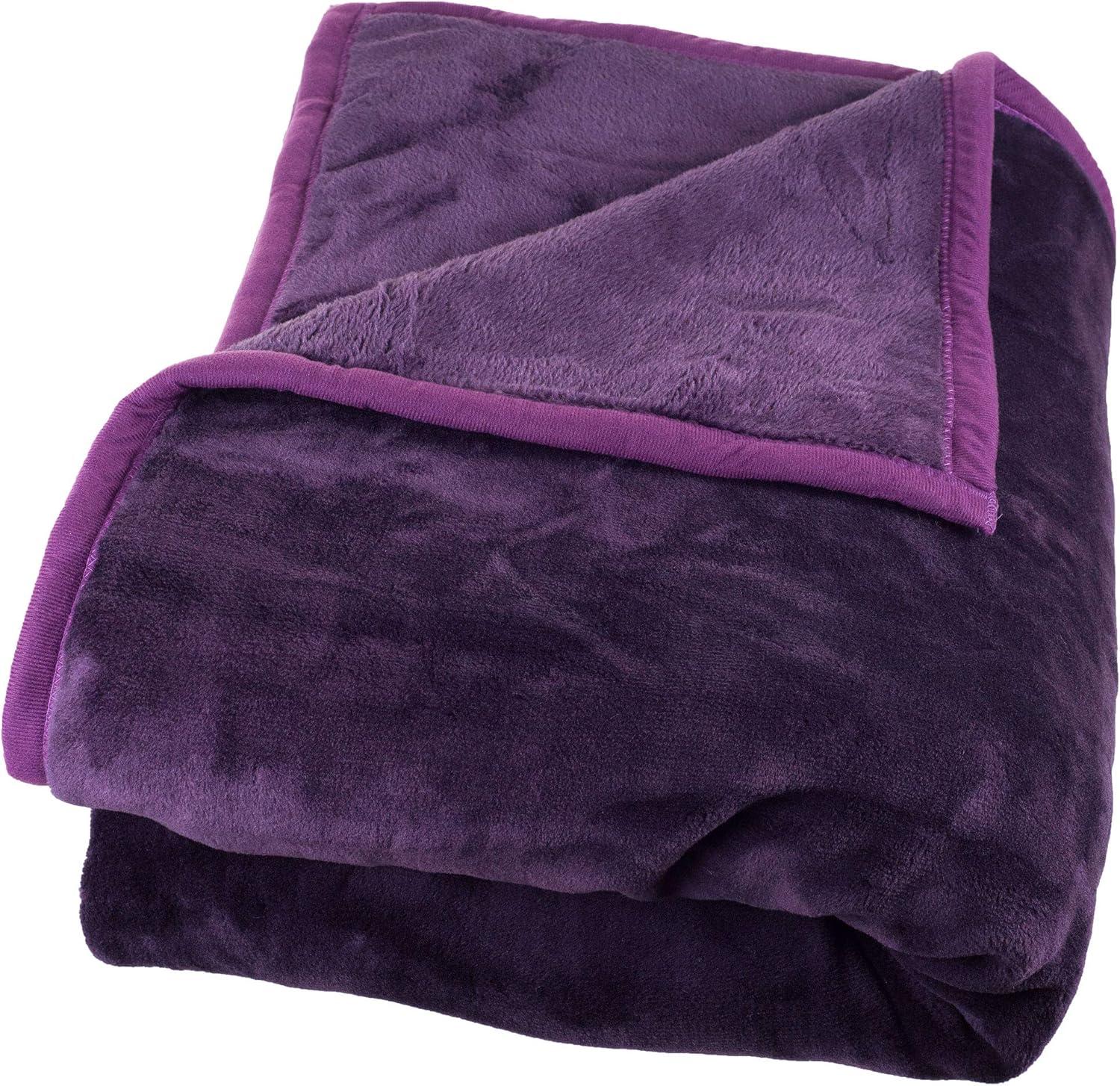 imageLavish Home Faux Fur Throw Blanket Oversized 91x81 MachineWashable Bedding MinkStyle 78lb Heavy Blanket for Bed or Sofa PurplePurple