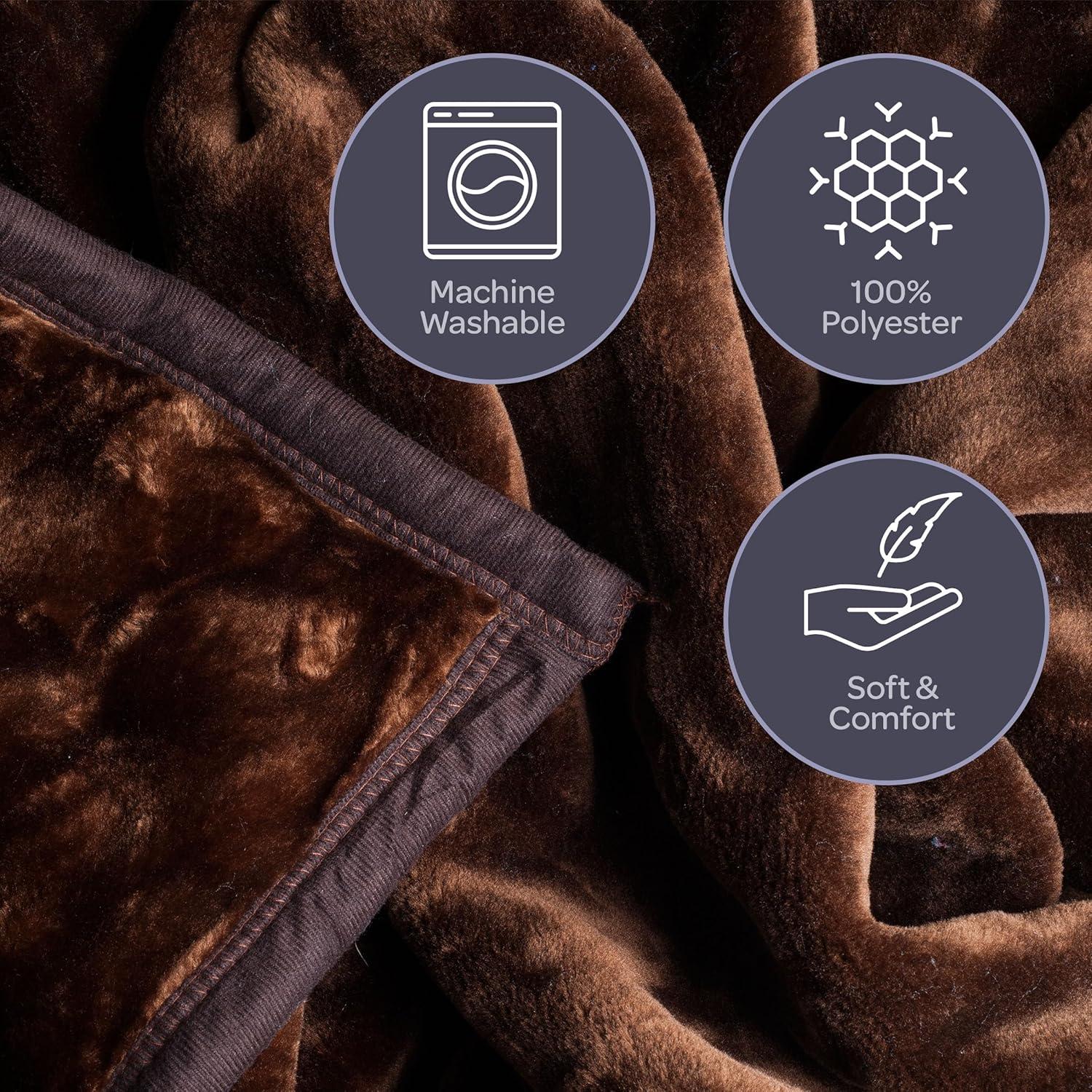 imageLavish Home Faux Fur Throw Blanket Oversized 91x81 Soft MinkStyle MachineWashable Bedding 78lb Heavy Throw Blanket for Bed or Sofa Coffee