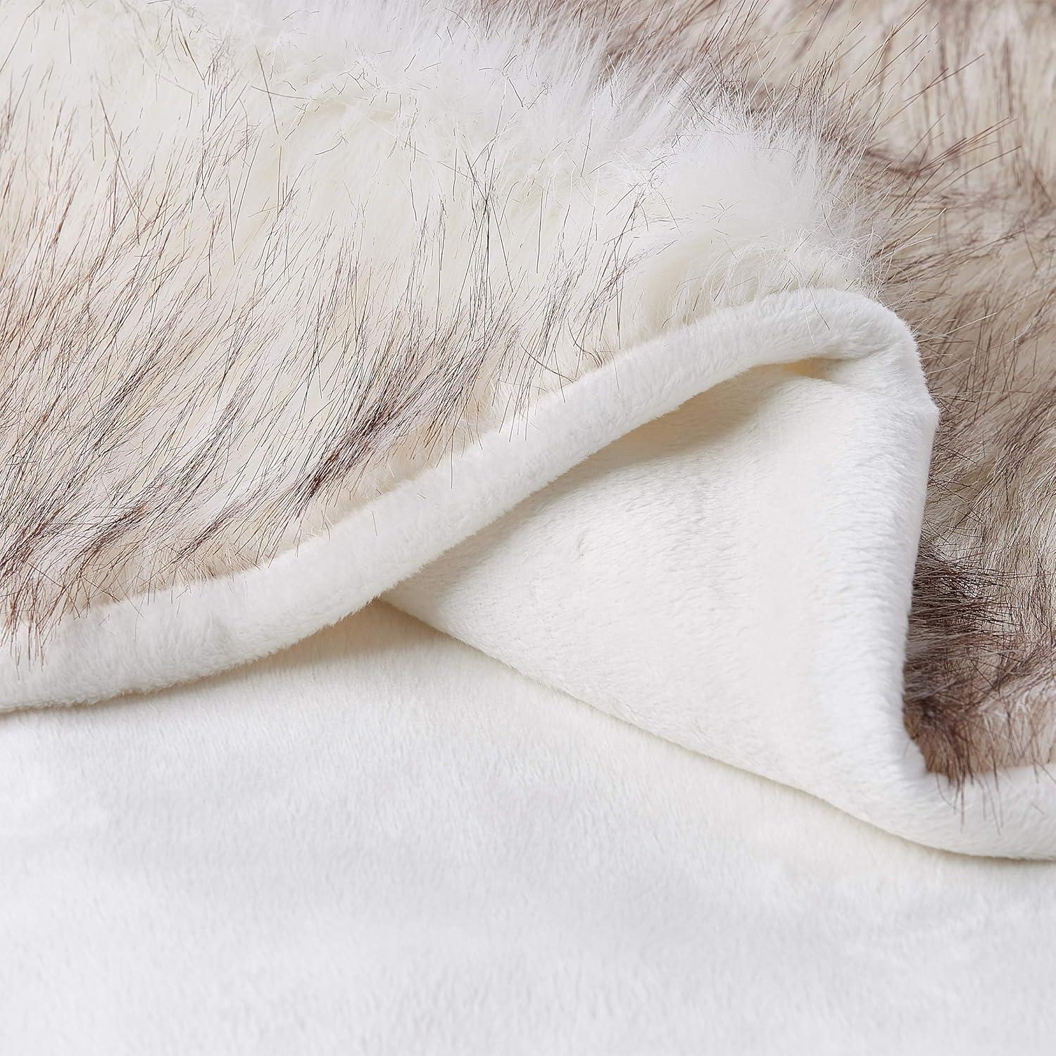 imageLavish Home Faux Long Pile Rabbit Fur Throw Blanket with Sherpa Back Luxurious Soft Hypoallergenic for Couch Bed Dcor 60x70 in WhitePearl White